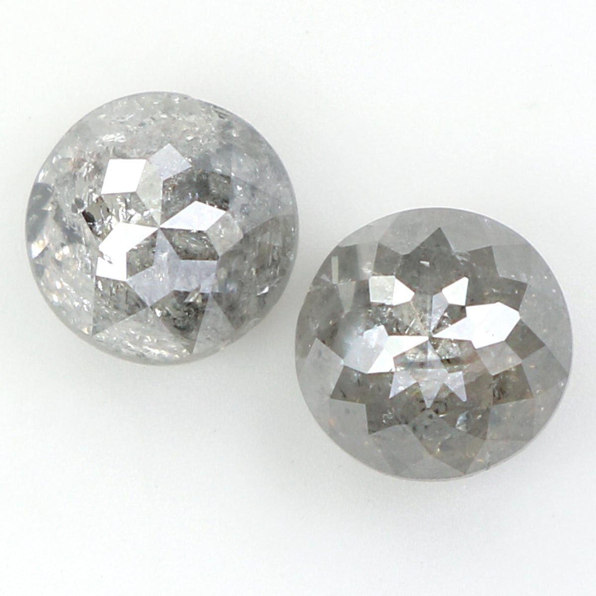 0.98 CT Natural Loose Round Rose Cut Pair Diamond Salt And Pepper Round Shape Diamond 4.55 MM Natural Black Grey Color Round Diamond QK2442