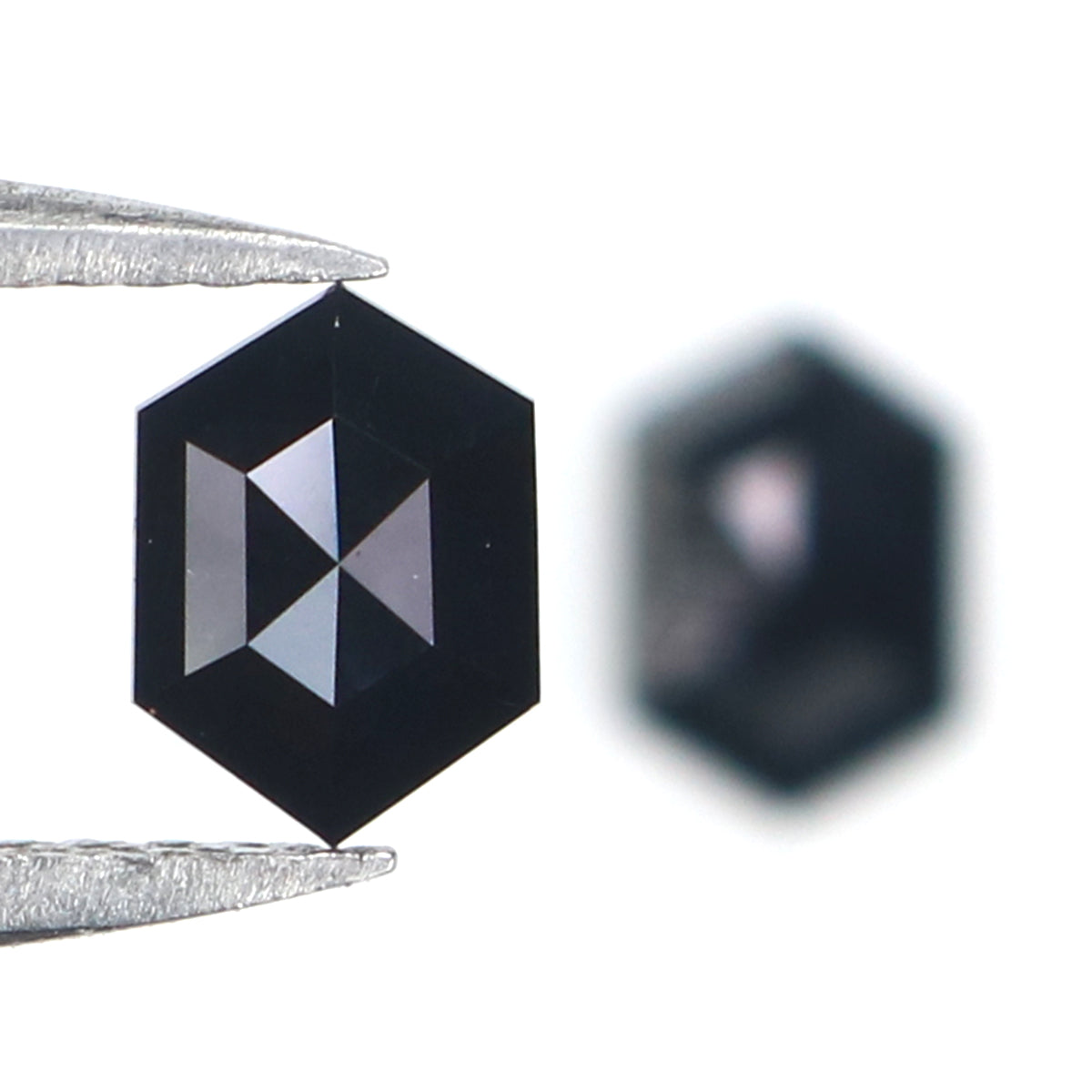 0.76 CT Natural Loose Hexagon Cut Pair Diamond Black Color Hexagon Cut Diamond 6.05 MM Natural Black Color Hexagon Rose Cut Diamond LQ2770
