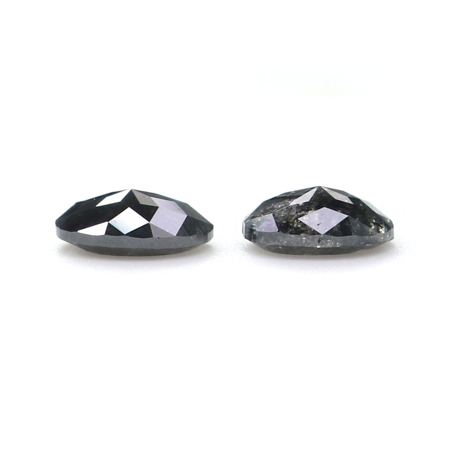 0.66 CT Natural Loose Oval Cut Pair Diamond Salt And Pepper Oval Cut Diamond 4.95 MM Natural Diamond Black Grey Oval Rose Cut Diamond QL2545