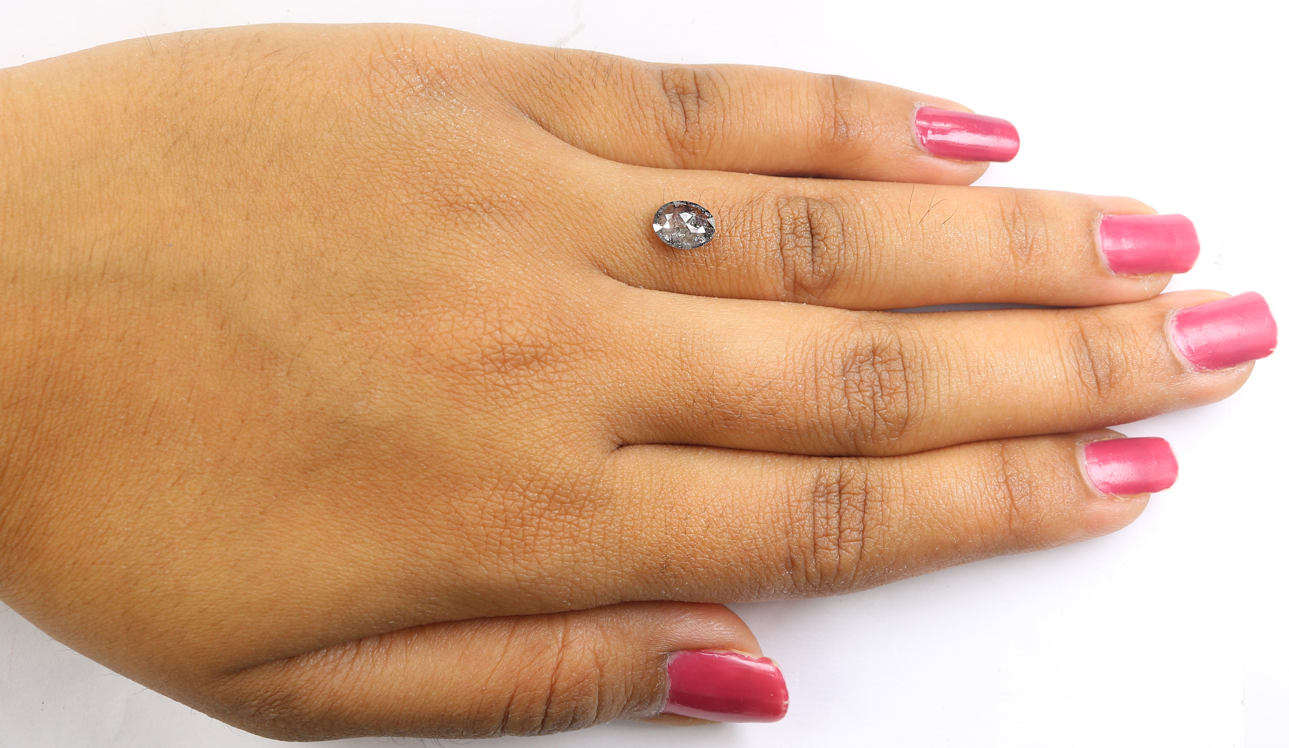 0.74 Ct Natural Loose Oval Shape Diamond Salt And Pepper Oval Diamond 7.00 MM Natural Diamond Black Grey Color Oval Rose Cut Diamond QL1521