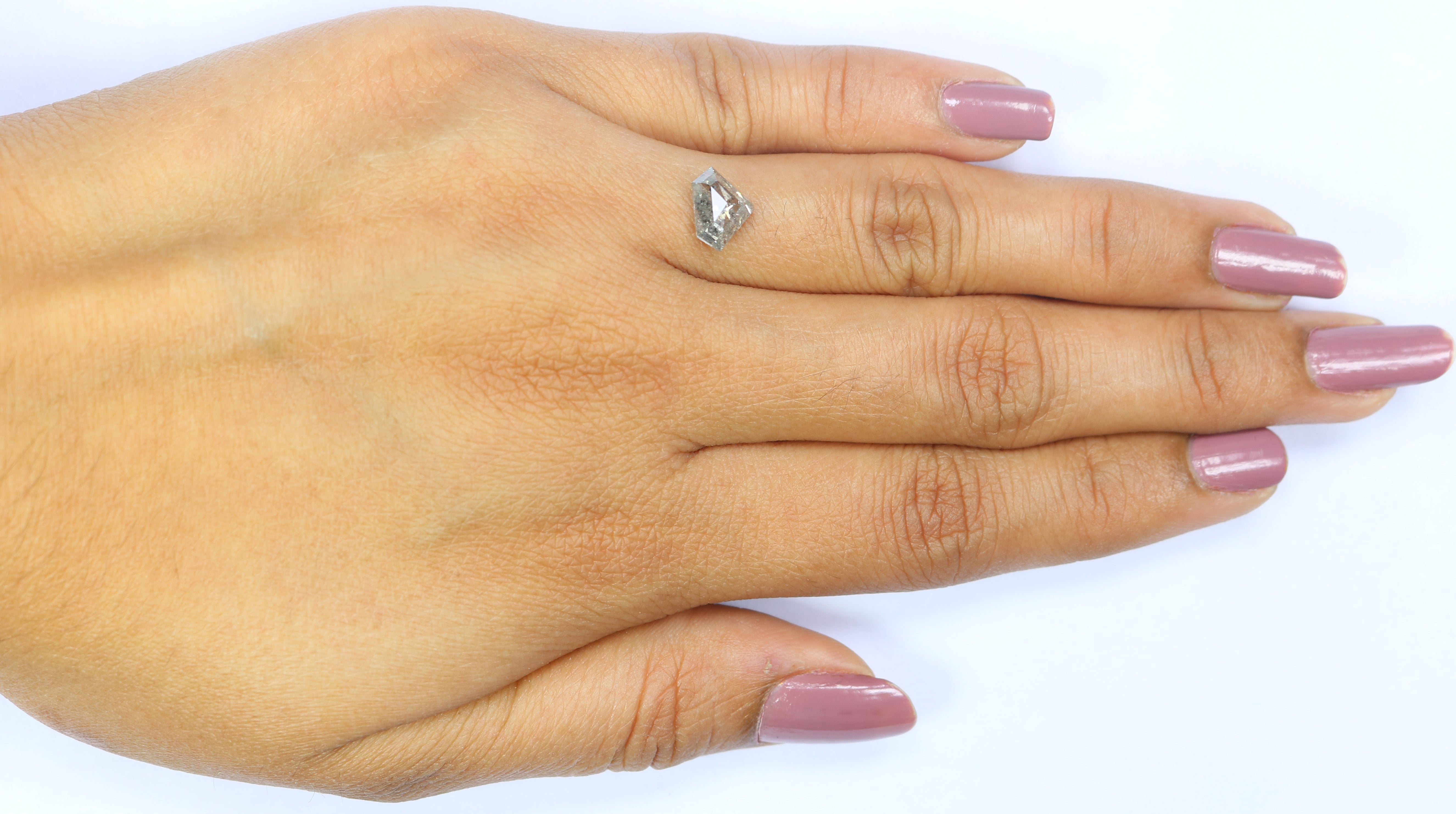 1.25 Ct Natural Loose Shield Shape Diamond Salt And Pepper Shield Cut Diamond 6.20 MM Black Gray Color Shield Shape Rose Cut Diamond KDL2609