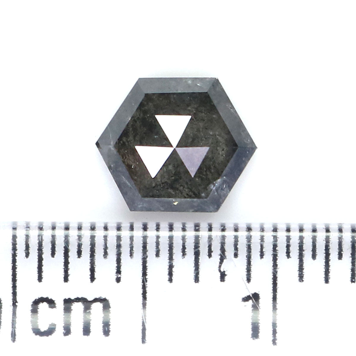 0.71 CT Natural Loose Hexagon Shape Diamond Salt And Pepper Hexagon Shape Diamond 6.25 MM Black Grey Color Hexagon Rose Cut Diamond QL2338