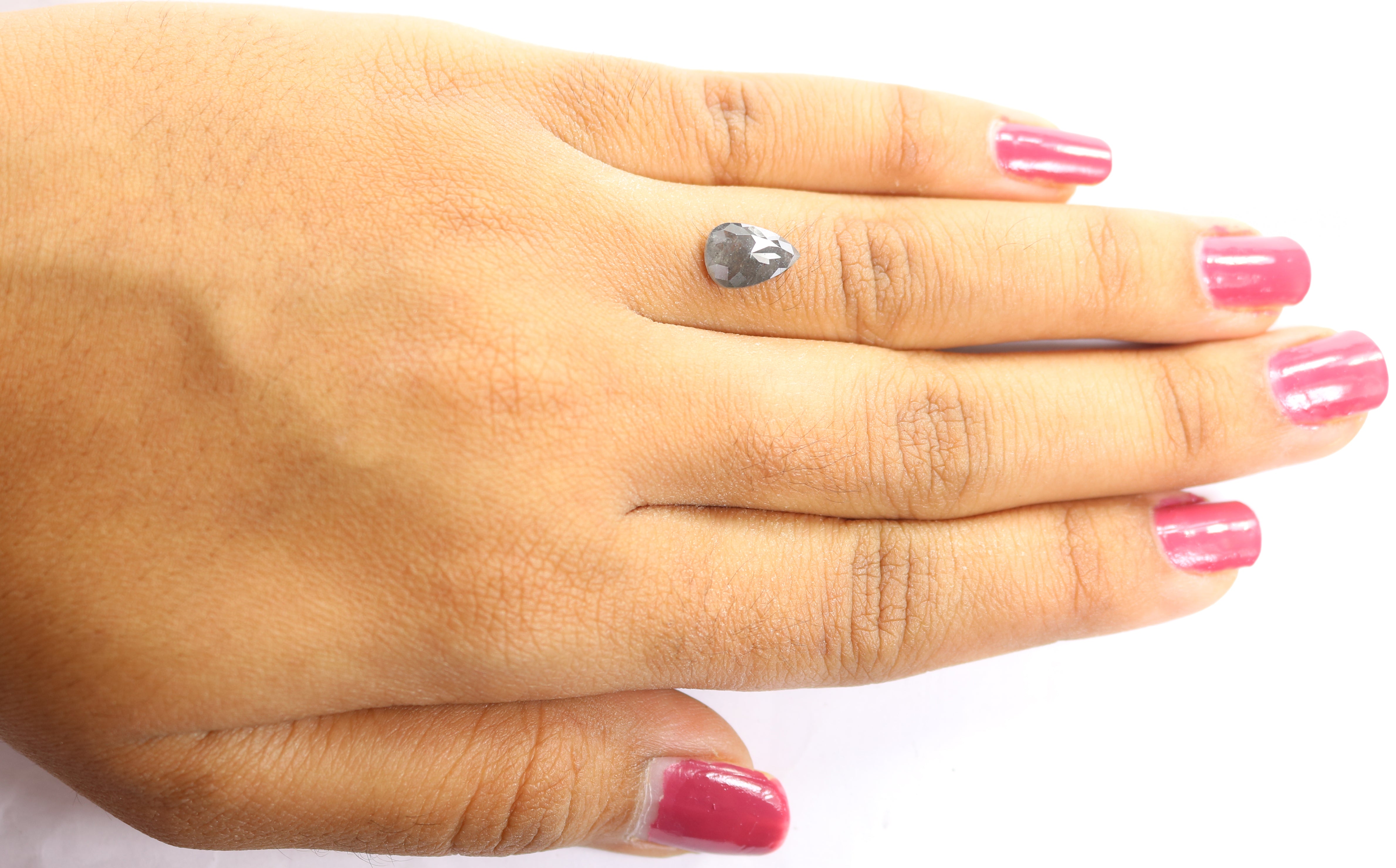 1.37 CT Natural Loose Pear Shape Diamond Salt And Pepper Pear Rose Cut Diamond 9.60 MM Black Grey Color Pear Shape Rose Cut Diamond QL1577