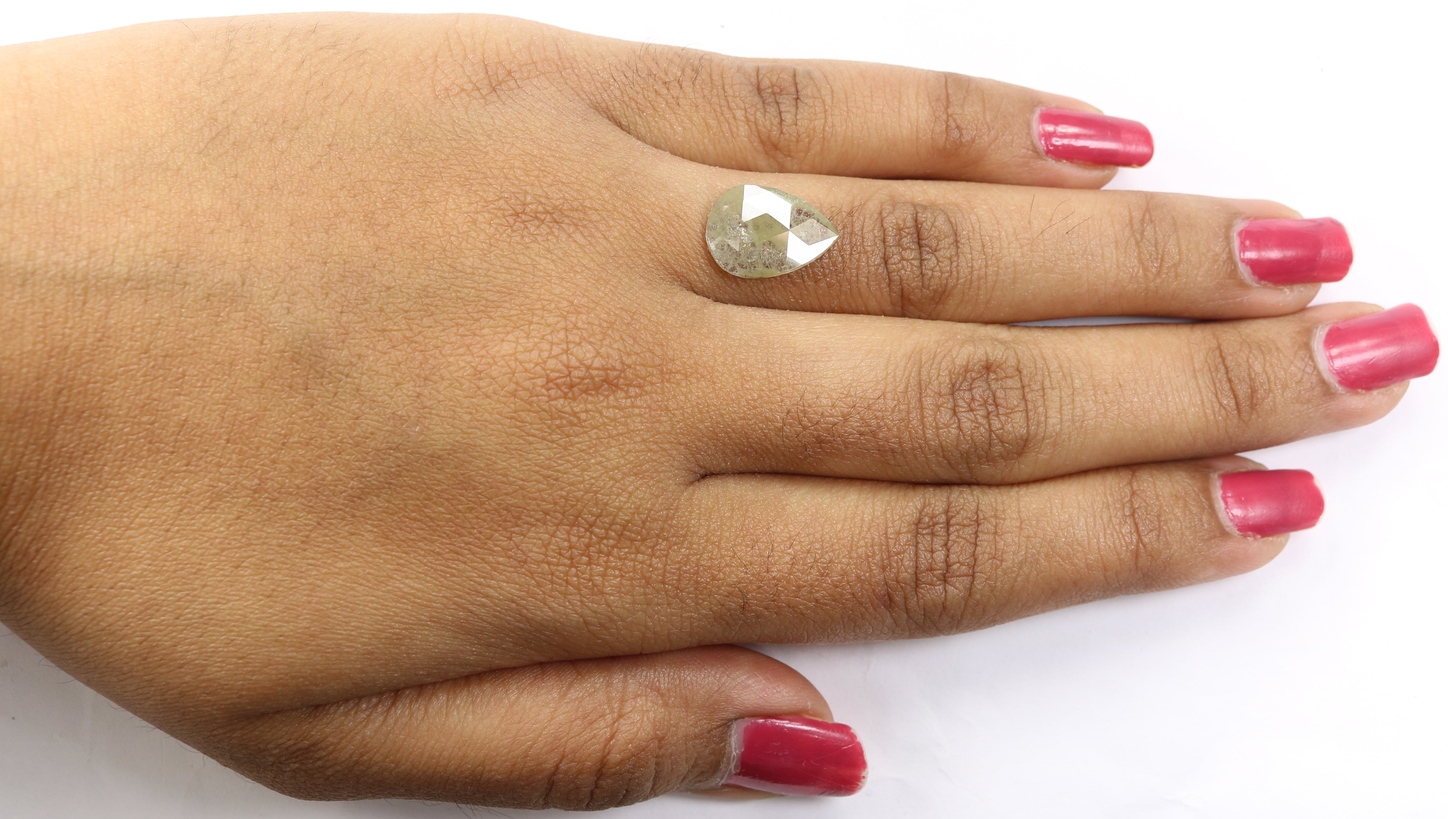 2.35 CT Natural Loose Pear Shape Diamond Yellow Color Pear Cut Diamond 13.85 MM Natural Loose Diamond Grey Color Pear Rose Cut Diamond LQ1556