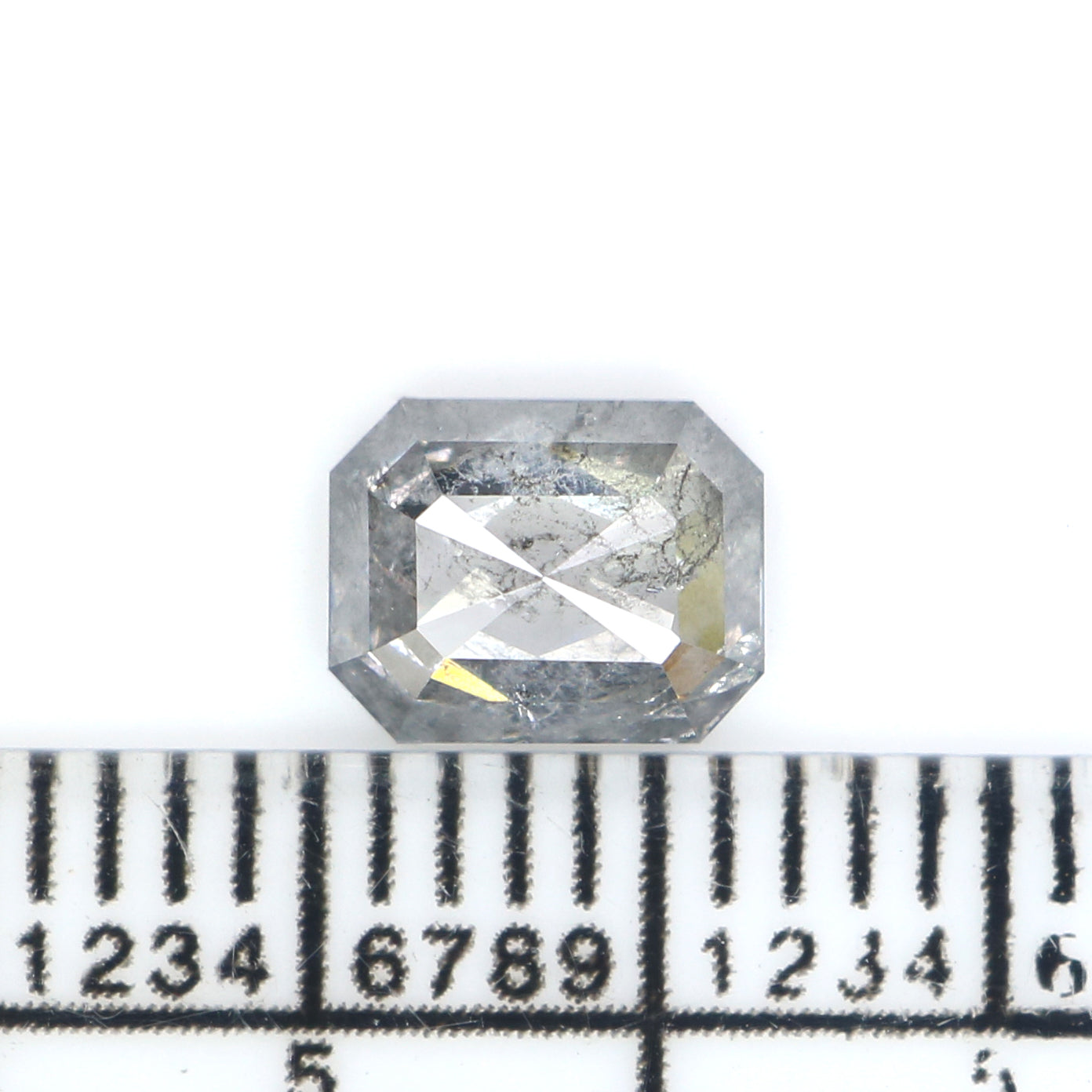 0.95 CT Natural Loose Emerald Shape Diamond Salt And Pepper Emerald Shape Diamond 6.45 MM Natural Grey Color Emerald Rose Cut Diamond QL2745