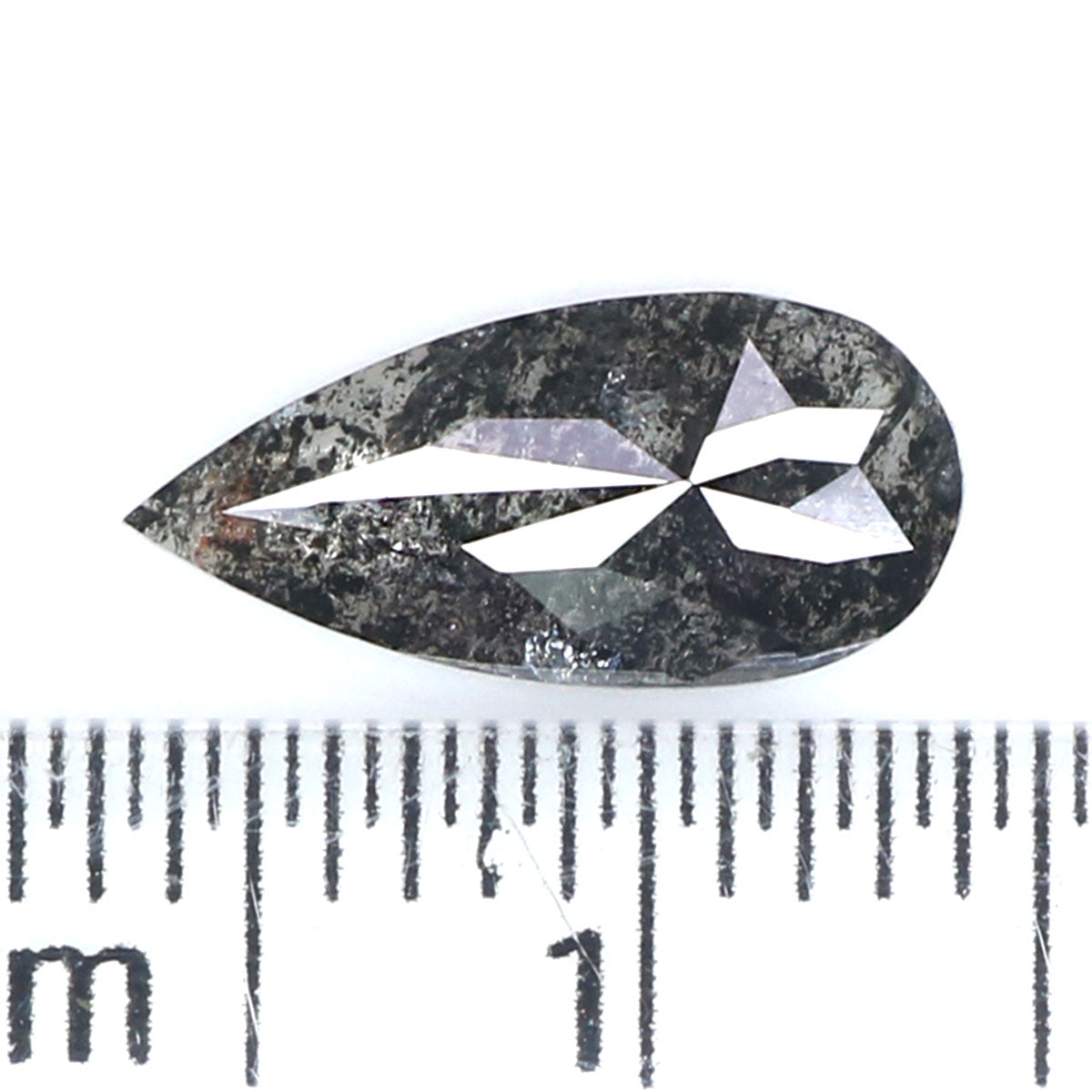 0.88 CT Natural Loose Pear Shape Diamond Salt And Pepper Pear Rose Cut Diamond 10.70 MM Black Grey Color Pear Shape Rose Cut Diamond LQ2316