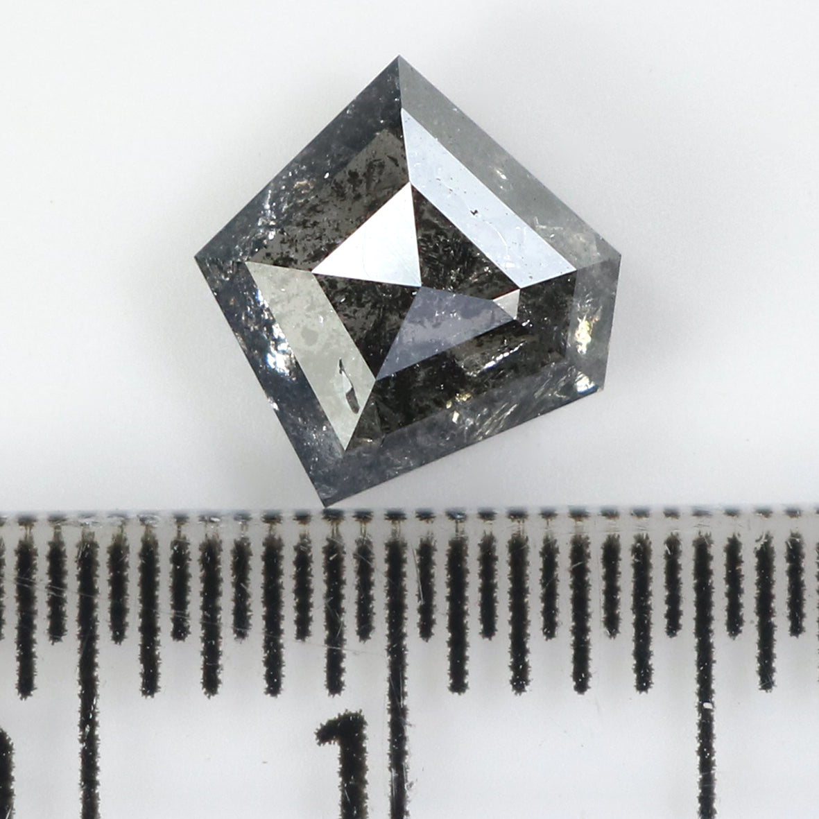1.12 Ct Natural Loose Pentagon Shape Diamond Salt And Pepper Pentagon Cut Diamond 6.85 MM Black Gray Color Pentagon Rose Cut Diamond QL1501