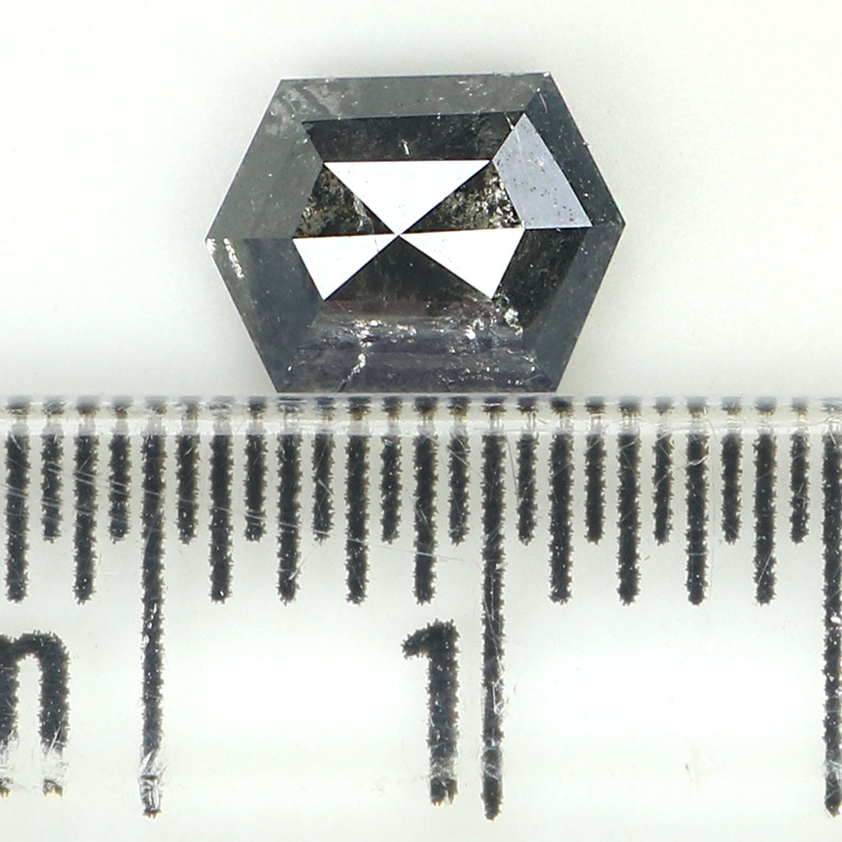 0.72 CT Natural Loose Hexagon Shape Diamond Salt And Pepper Hexagon Diamond 6.20 MM Black Grey Color Hexagon Shape Rose Cut Diamond QL1236