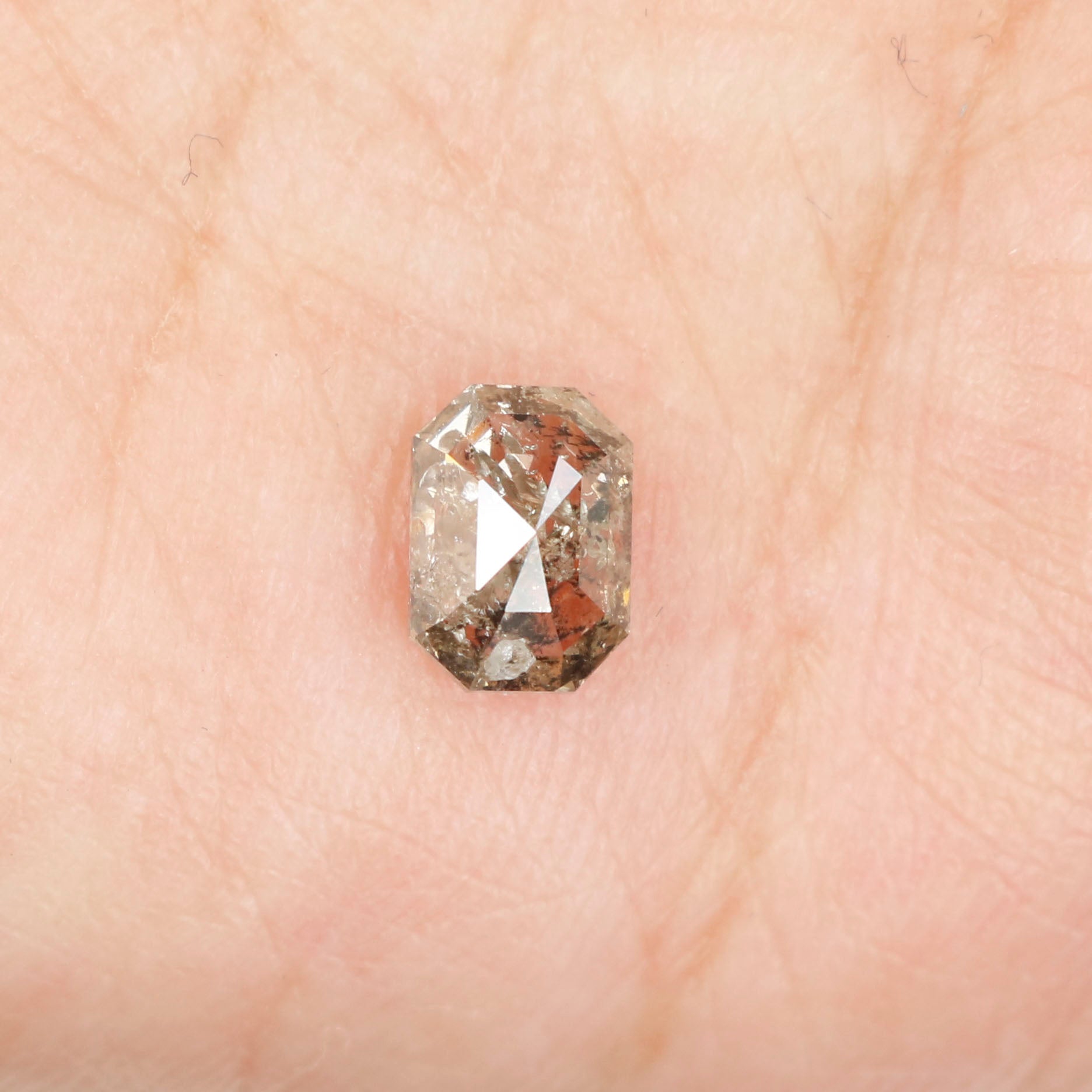 0.75 CT Natural Loose Emerald Shape Diamond Salt And Pepper Emerald Diamond 5.95 MM Black Grey Color Emerald Shape Rose Cut Diamond QL9987