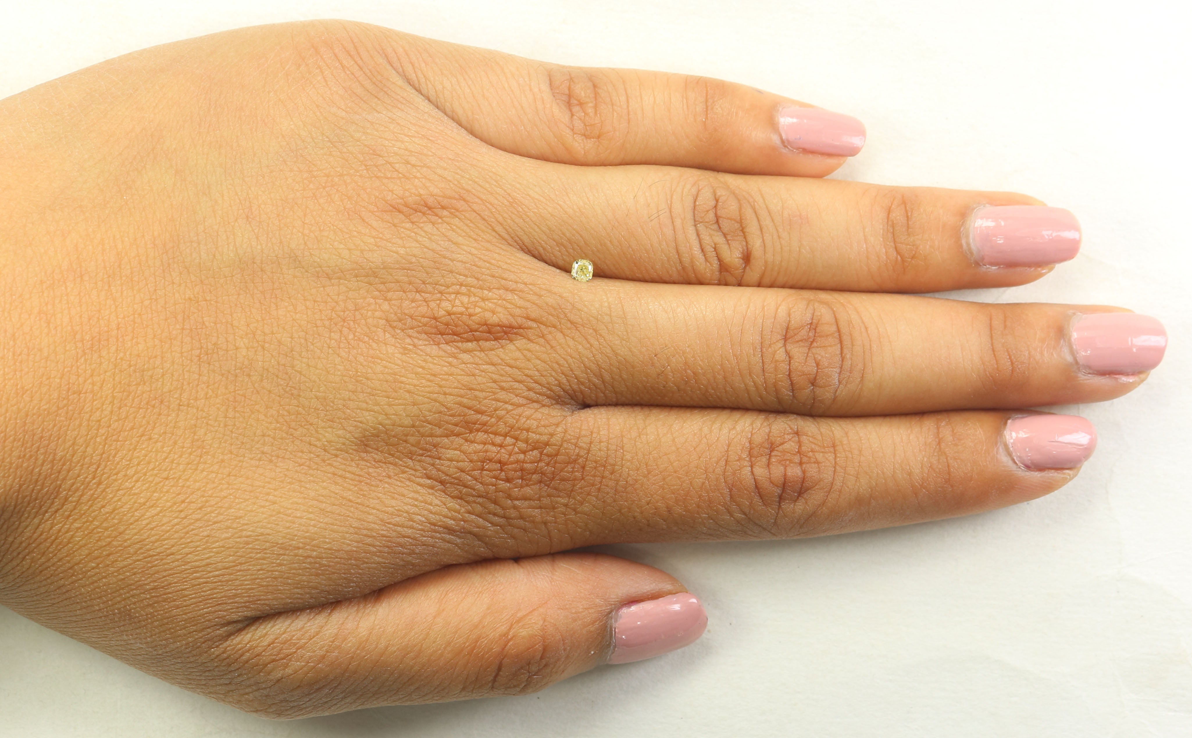 0.13 Ct Natural Loose Diamond, Cushion Diamond, Yellow Diamond, Polished Diamond, Real Diamond, Rustic Diamond, Antique Diamond L5494