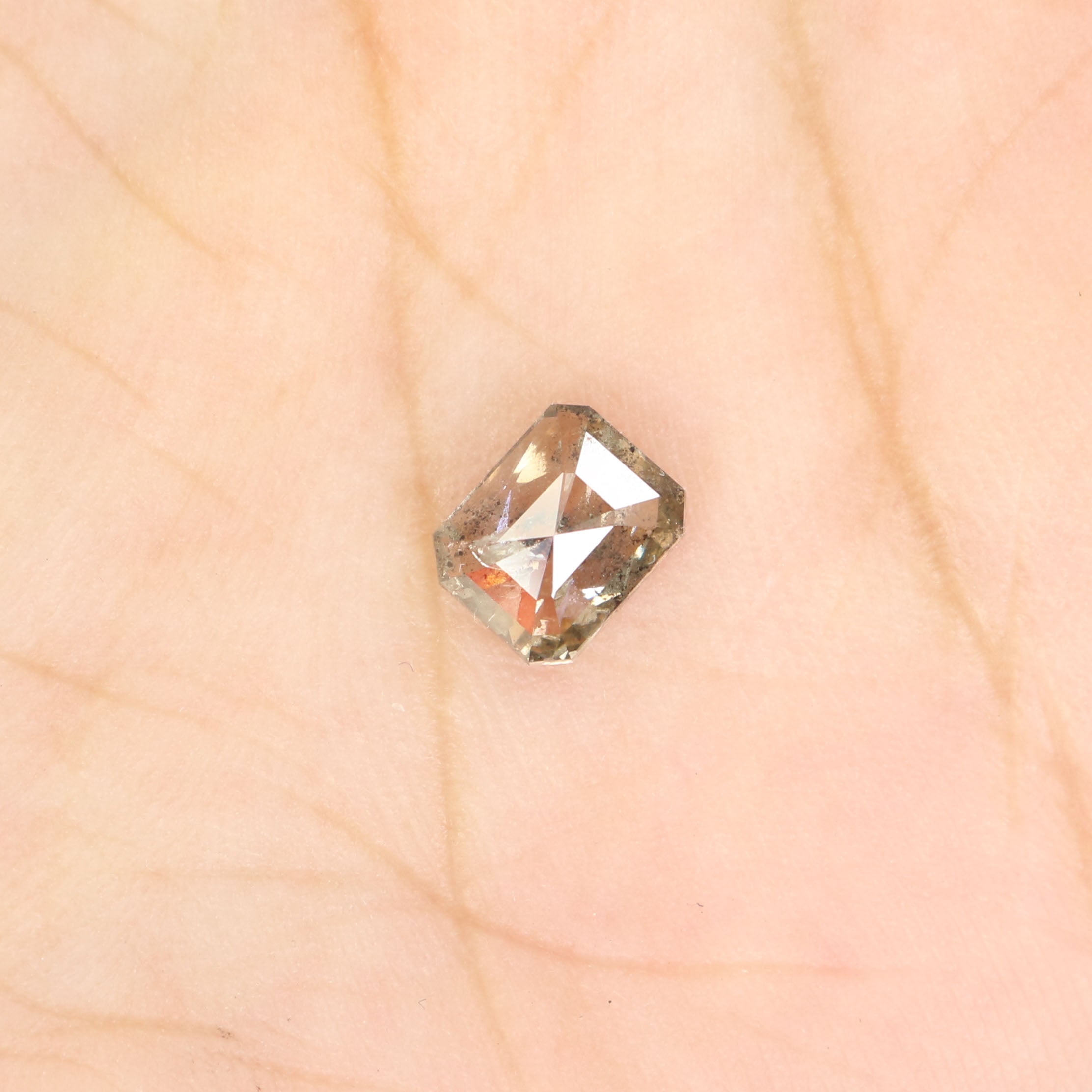 0.86 CT Natural Loose Emerald Shape Diamond Salt And Pepper Emerald Shape Diamond 6.10 MM Black Grey Color Emerald Rose Cut Diamond QL9563