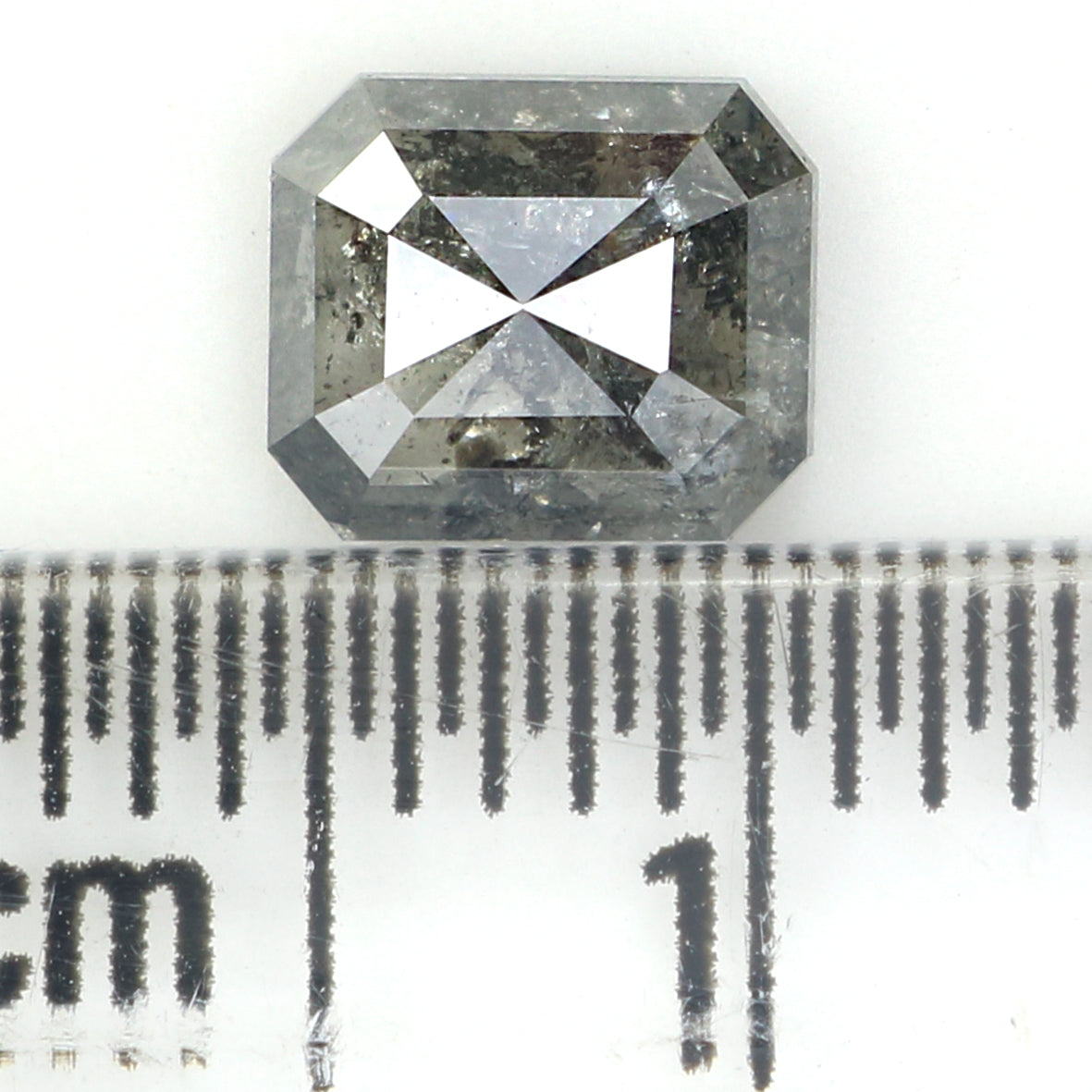 0.96 CT Natural Loose Emerald Shape Diamond Salt And Pepper Emerald Shape Diamond 6.25 MM Black Grey Color Emerald Rose Cut Diamond QL1205