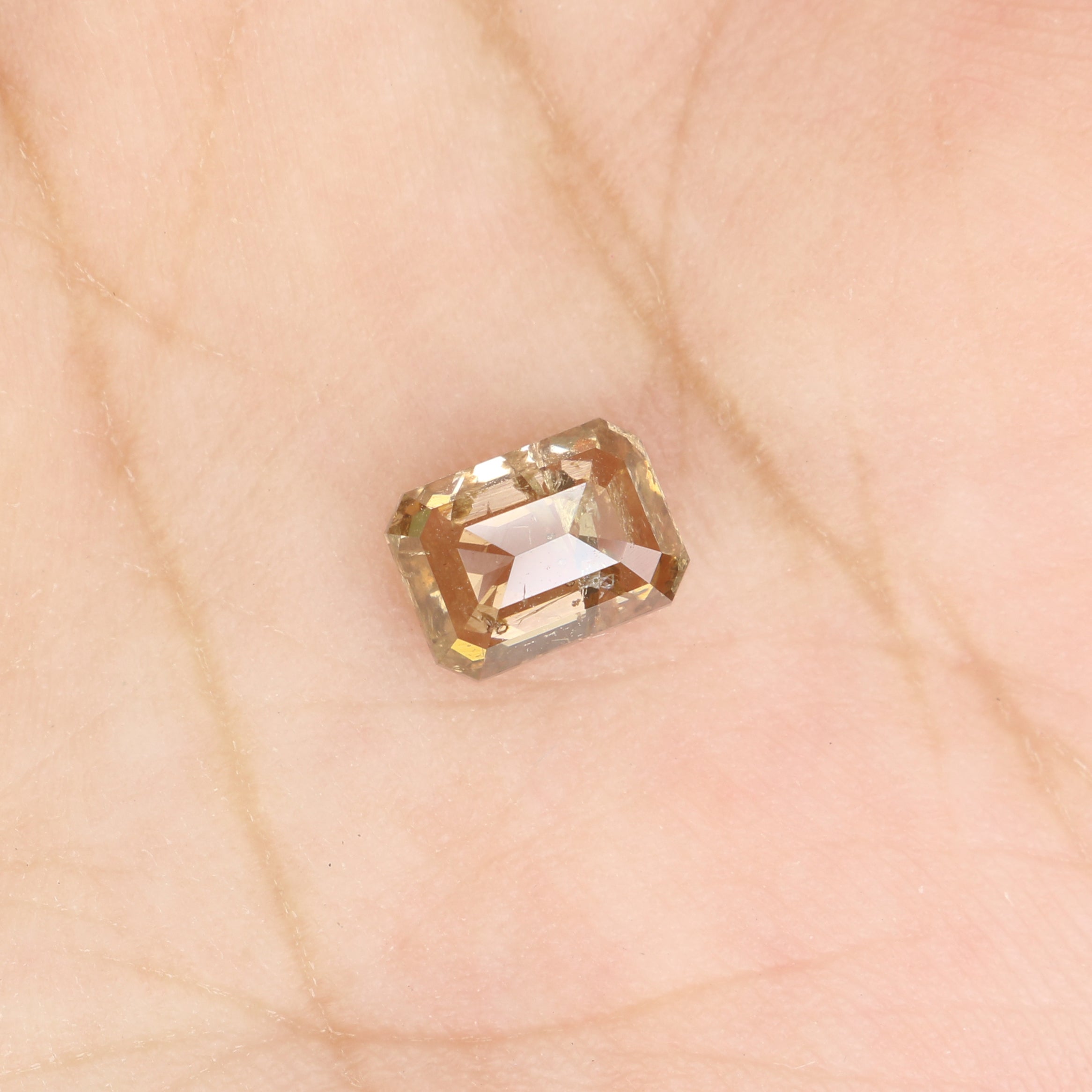 0.87 Ct Natural Loose Emerald Shape Diamond Brown Color Emerald Diamond 6.05 MM Natural Loose Brown Diamond Emerald Rose Cut Diamond QL060