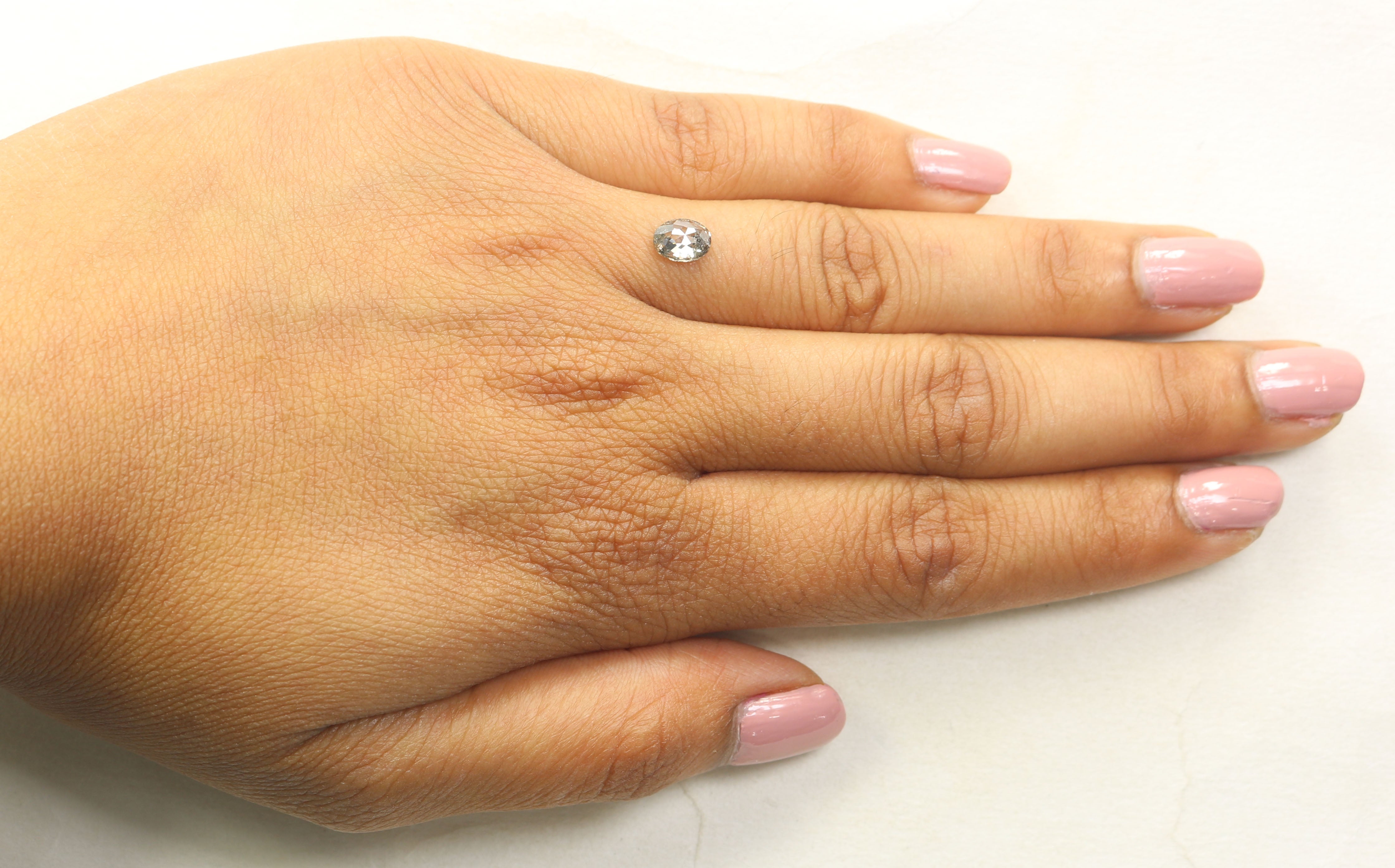 0.71 CT Natural Loose Oval Shape Diamond Salt And Pepper Oval Diamond 6.30 MM Natural Loose Black Grey Diamond Oval Rose Cut Diamond QL339