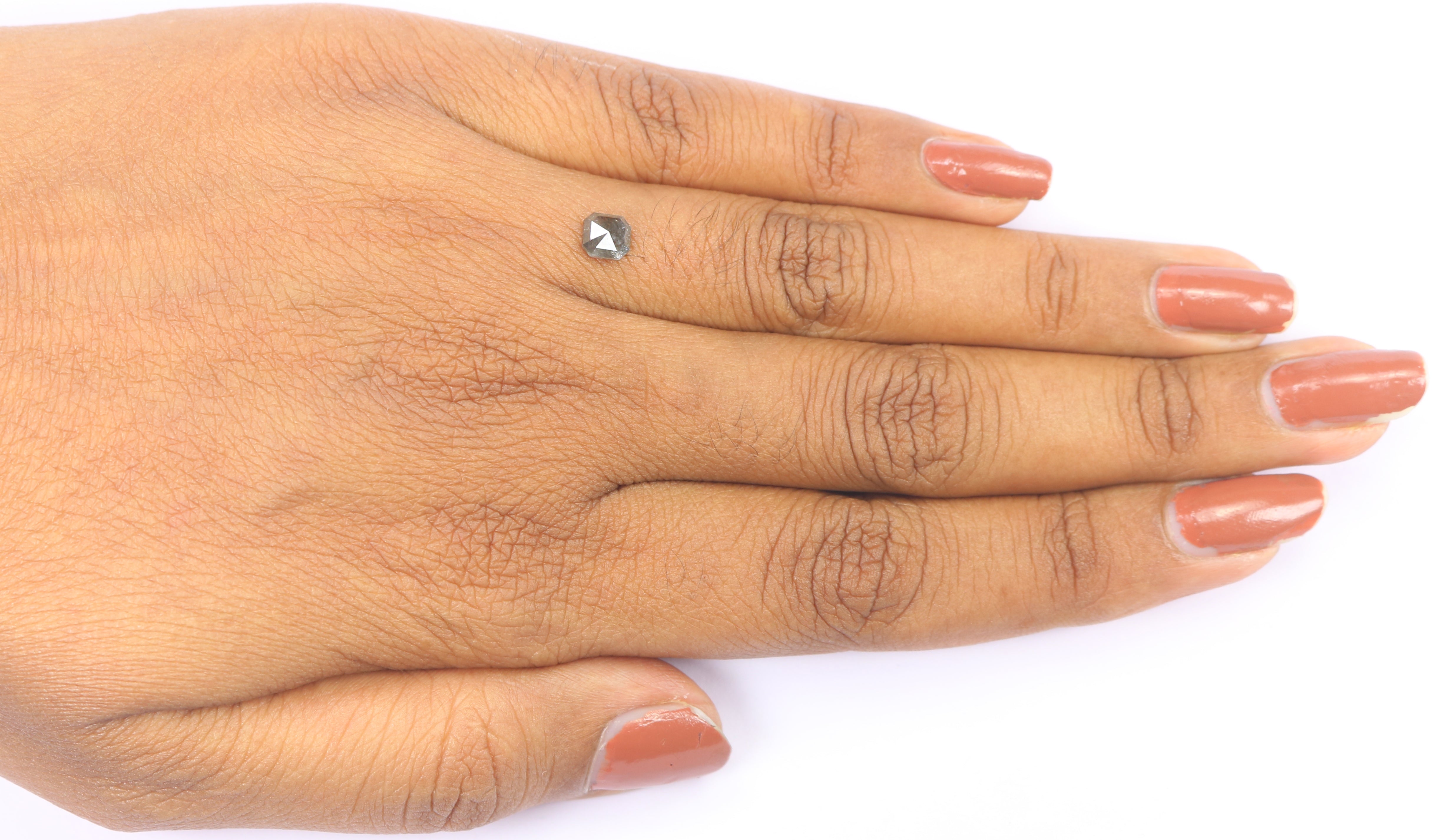 0.52 CT Natural Loose Radiant Shape Diamond Salt And Pepper Radiant Cut Diamond 4.80 MM Natural Black Grey Radiant Rose Cut Diamond KQ1900