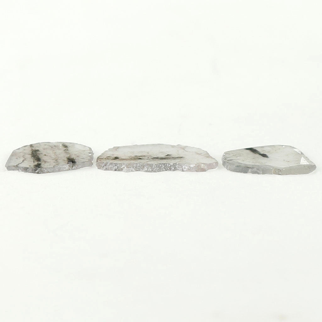 0.91 Ct Natural Loose Slice Shape Diamond Salt And Pepper Slice Cut Diamond 6.80 MM Natural Black Grey Color Irregular Cut Diamond LQ9836