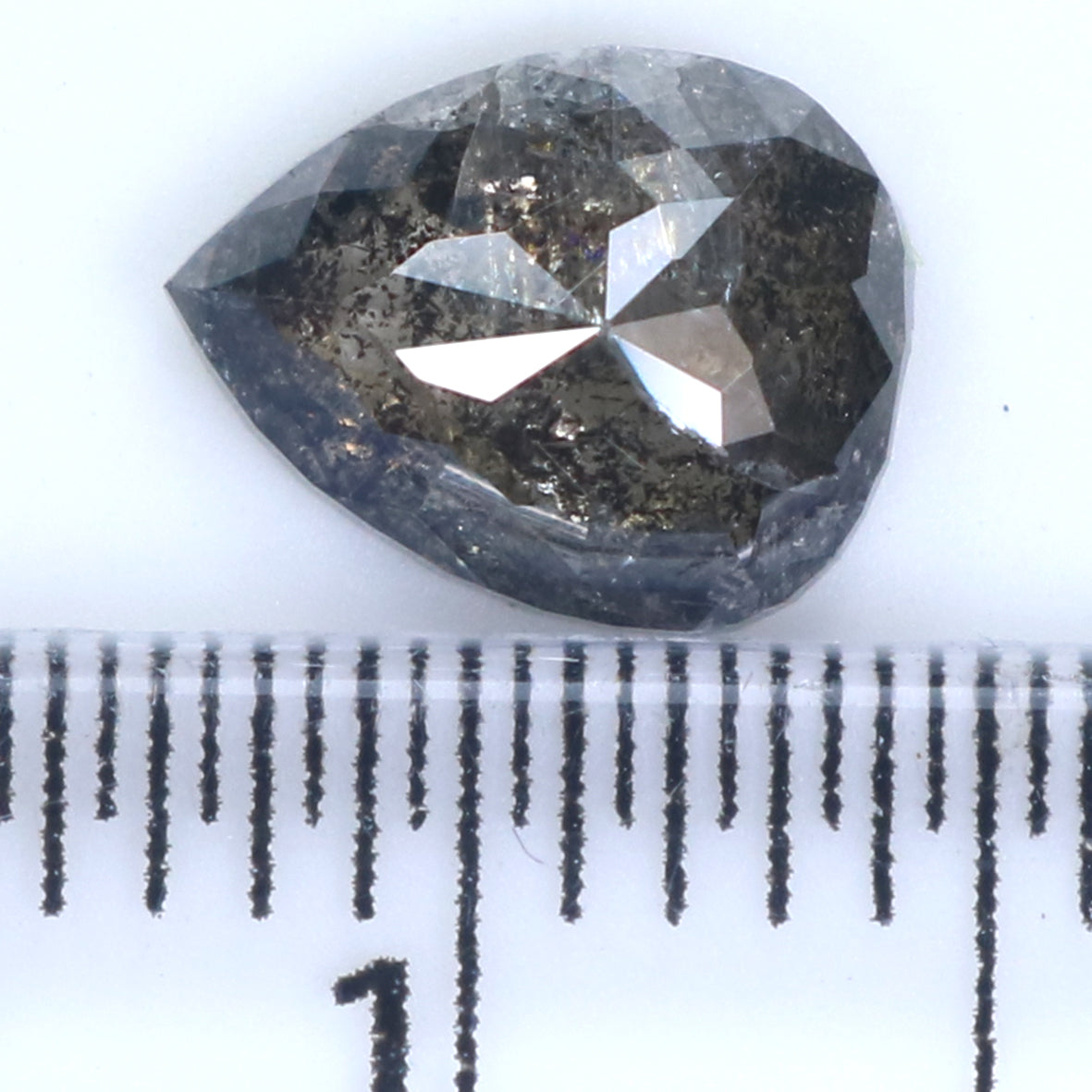 0.91 CT Natural Loose Pear Shape Diamond Salt And Pepper Pear Cut Diamond 7.20 MM Natural Black Grey Color Pear Rose Cut Diamond QL1665