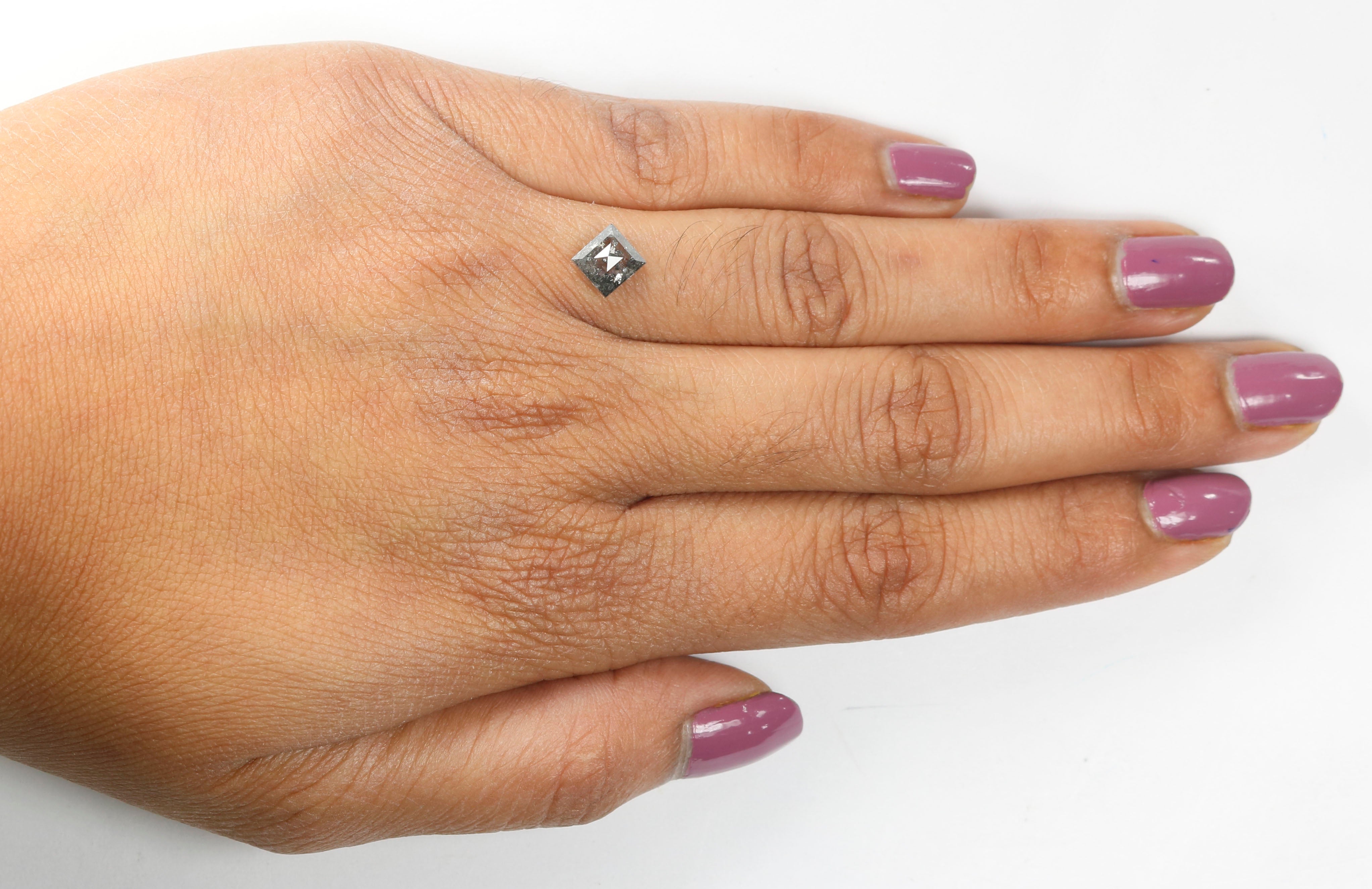 0.96 CT Natural Loose Kite Shape Diamond Salt And Pepper Kite Shape Diamond 7.80 MM Natural Black Grey Color Kite Rose Cut Diamond QL221