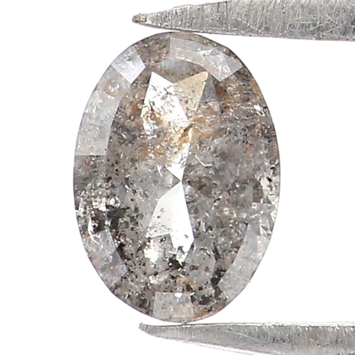 0.34 CT Natural Loose Oval Shape Diamond Salt And Pepper Oval Rose Cut Diamond 5.30 MM Black Grey Color Oval Shape Rose Cut Diamond KQ2281