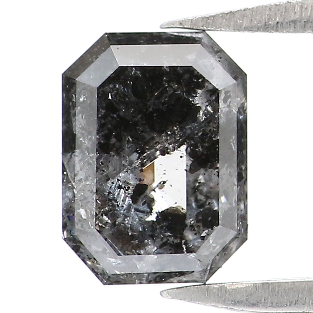 0.83 CT Natural Loose Emerald Shape Diamond Salt And Pepper Emerald Diamond 5.95 MM Black Grey Color Emerald Shape Rose Cut Diamond LQ2276