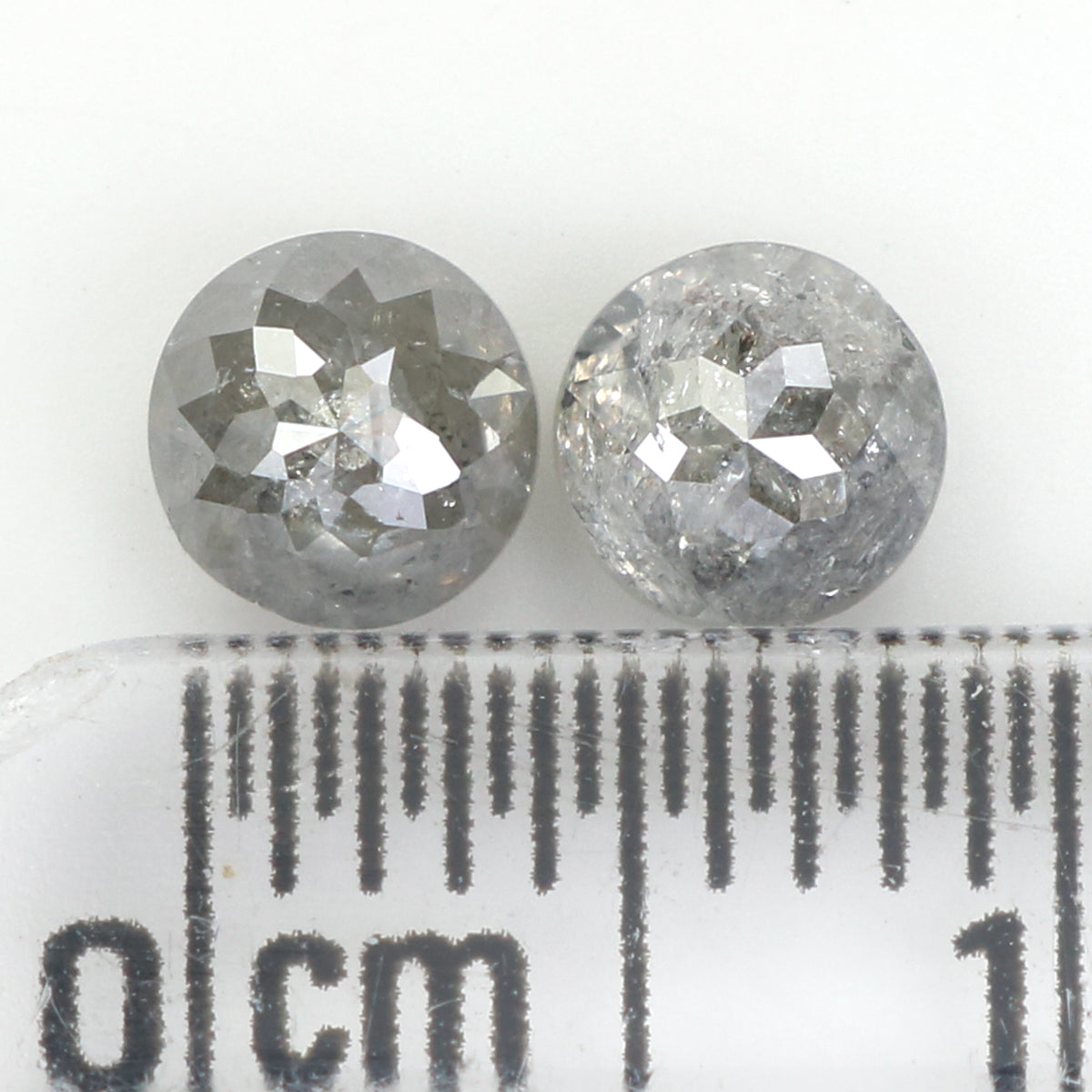 0.98 CT Natural Loose Round Rose Cut Pair Diamond Salt And Pepper Round Shape Diamond 4.55 MM Natural Black Grey Color Round Diamond QK2442