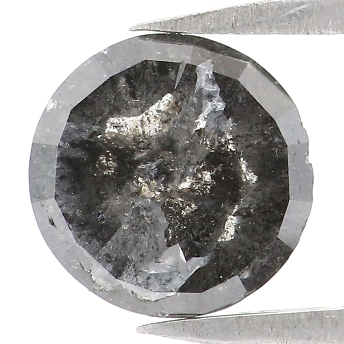 1.35 CT Natural Loose Round Rose Cut Diamond Salt And Pepper Round Diamond 6.85 MM Natural Loose Black Grey Color Rose Cut Diamond LQ827