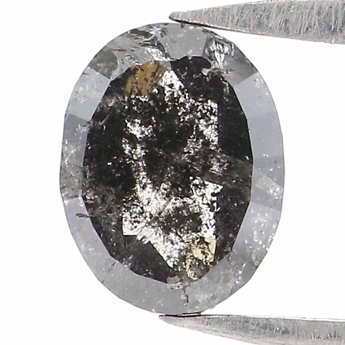 0.54 CT Natural Loose Oval Shape Diamond Salt And Pepper Oval Shape Diamond 5.95 MM Natural Black Grey Color Oval Rose Cut Diamond LQ2488