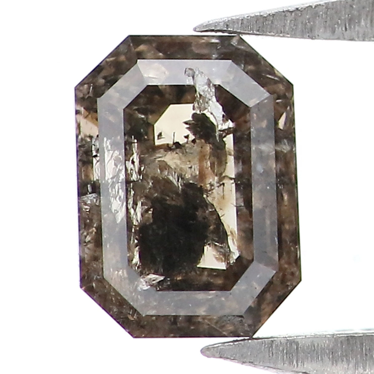 0.35 CT Natural Loose Emerald Shape Diamond Salt And Pepper Emerald Diamond 4.85 MM Natural Black Grey Color Emerald Rose Cut Diamond KQ2564