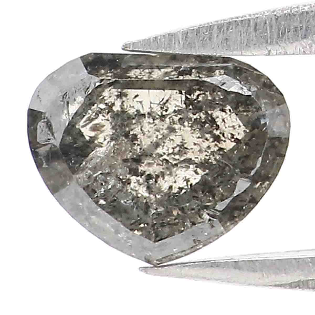 0.74 CT Natural Loose Heart Shape Diamond Salt And Pepper Heart Rose Cut Diamond 5.90 MM Black Grey Color Heart Rose Cut Diamond QK1487