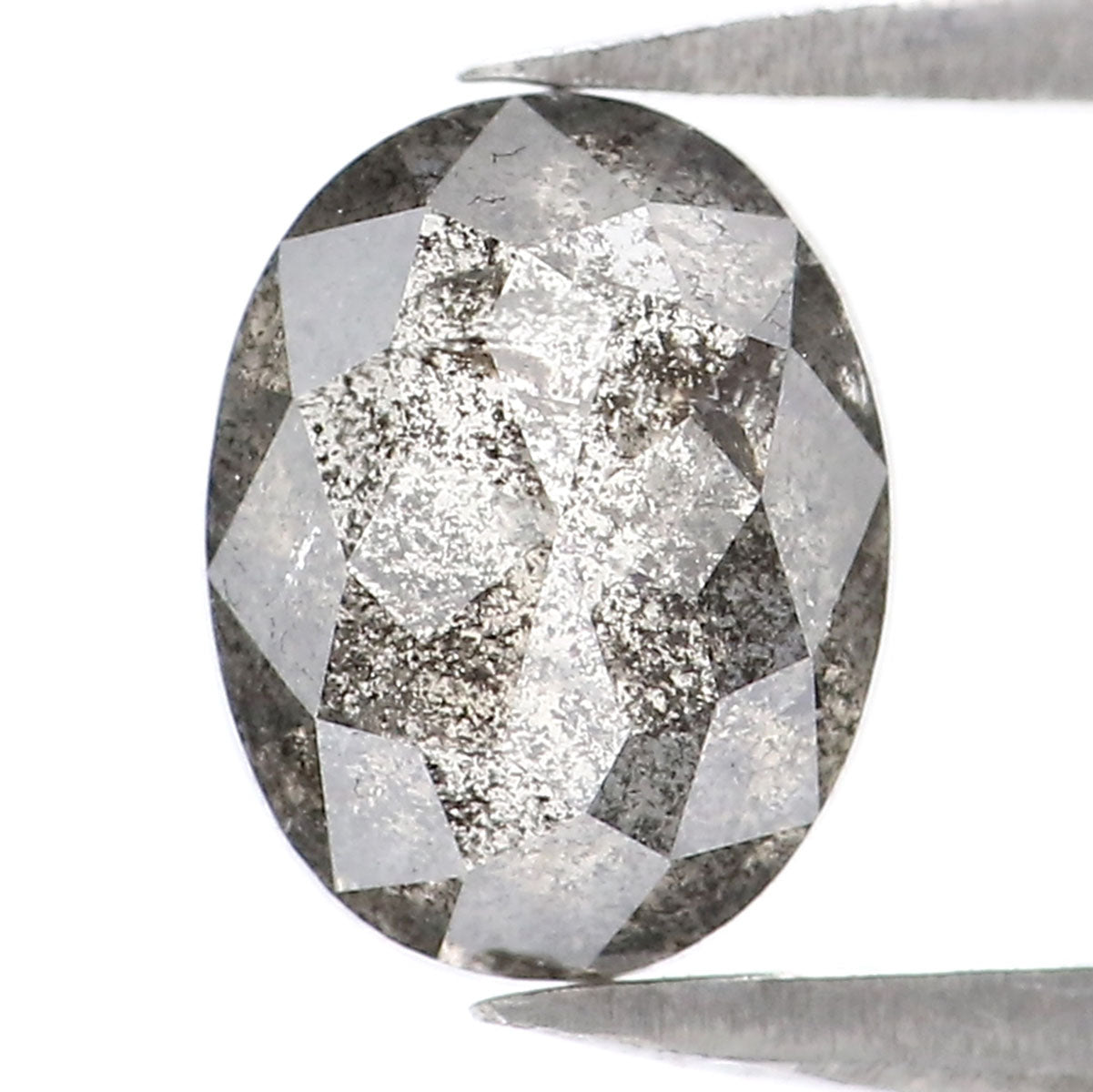 1.37 Ct Natural Loose Oval Shape Diamond Black Grey Color Diamond 7.35 MM Natural Loose Diamond Salt and Pepper Oval Shape Diamond QL2299