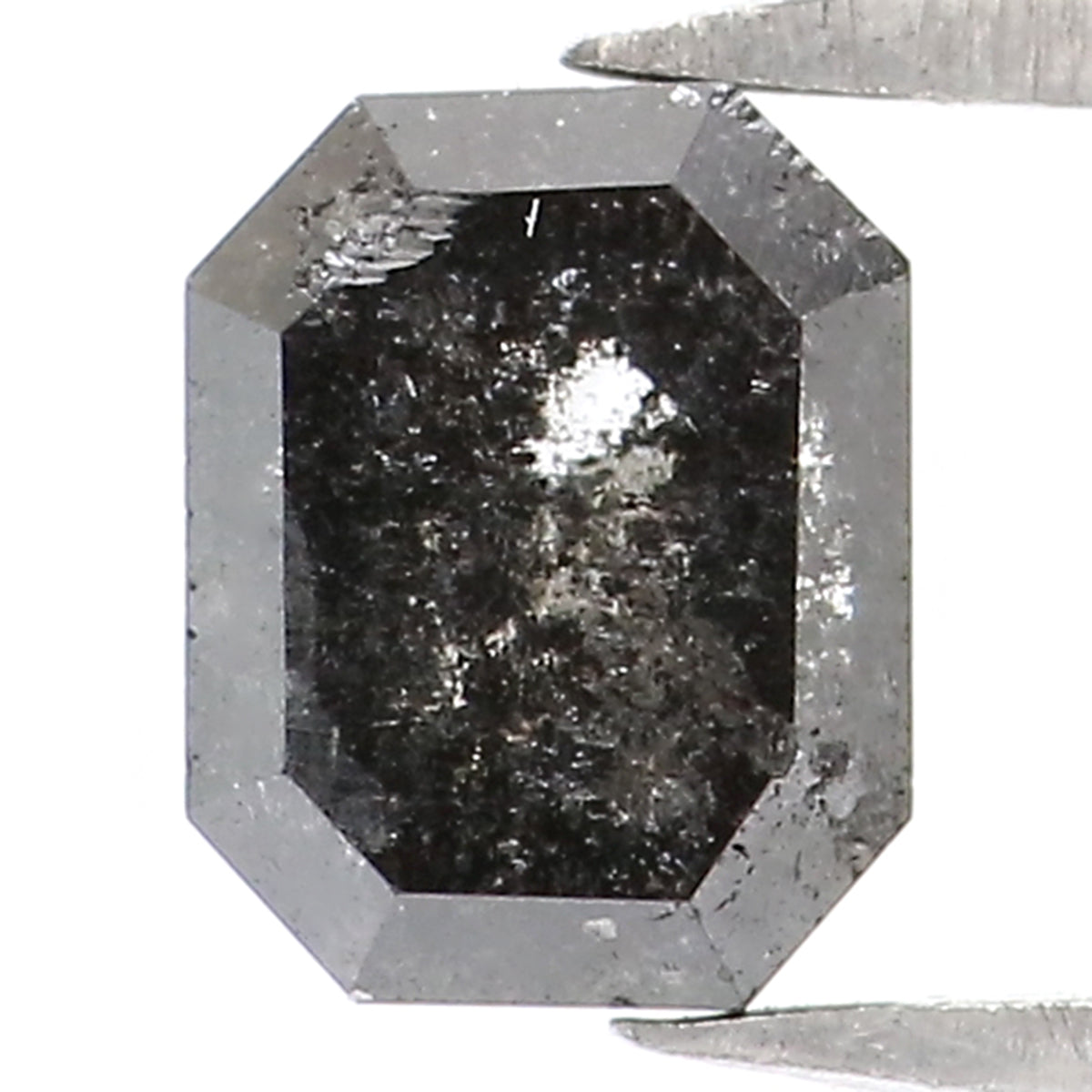 0.83 CT Natural Loose Emerald Shape Diamond Salt And Pepper Emerald Shape Diamond 5.20 MM Black Grey Color Emerald Rose Cut Diamond LQ7414