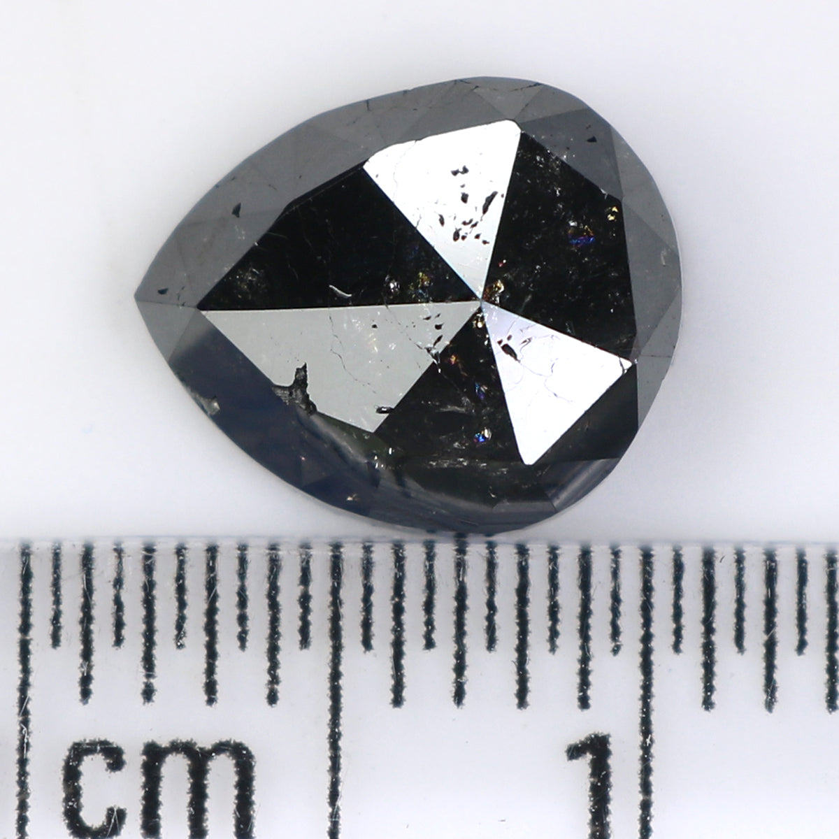 2.17 CT Natural Loose Pear Shape Diamond Black Color Pear Cut Diamond 8.25 MM Natural Loose Black Color Diamond Pear Rose Cut Diamond LQ1593