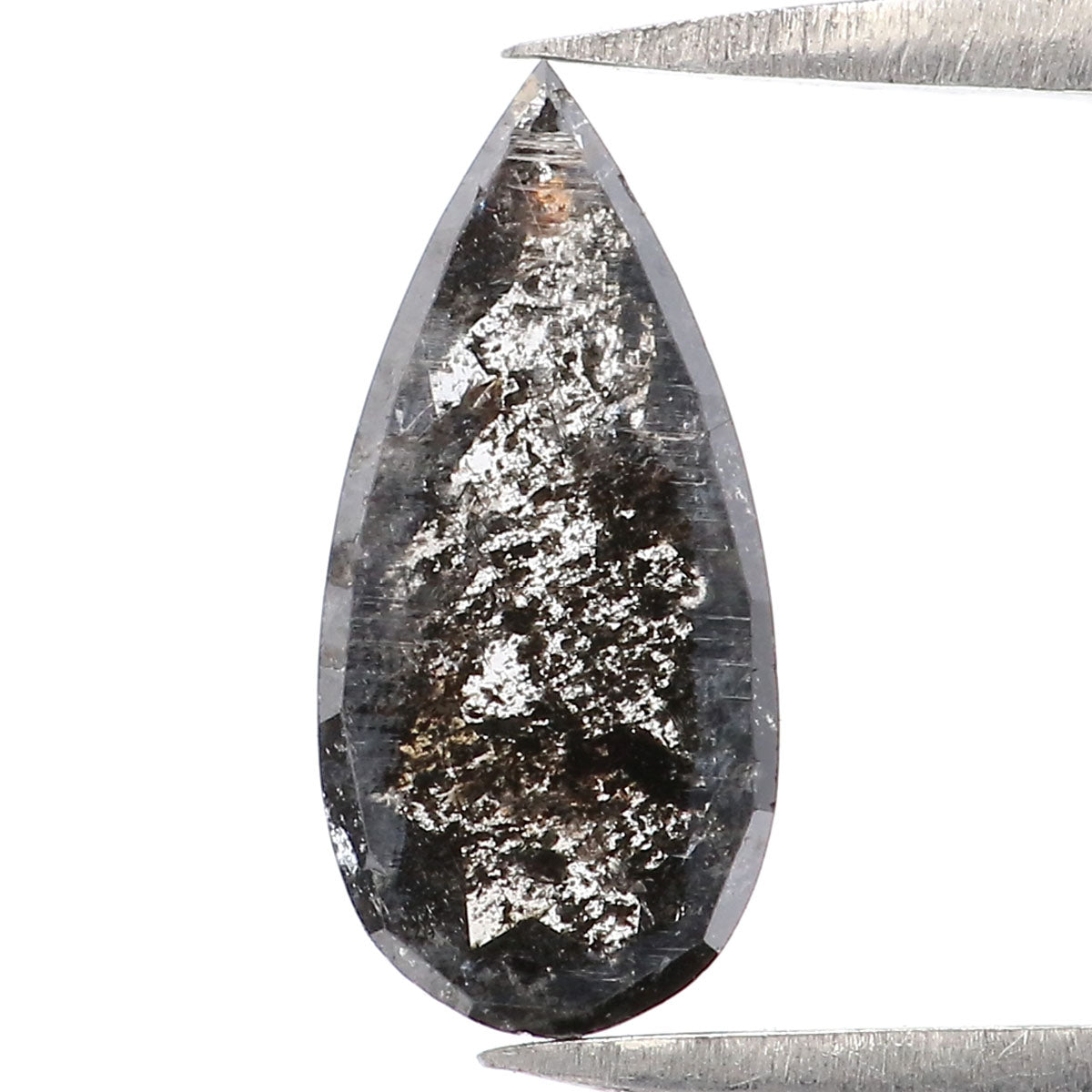 0.88 CT Natural Loose Pear Shape Diamond Salt And Pepper Pear Rose Cut Diamond 10.70 MM Black Grey Color Pear Shape Rose Cut Diamond LQ2316