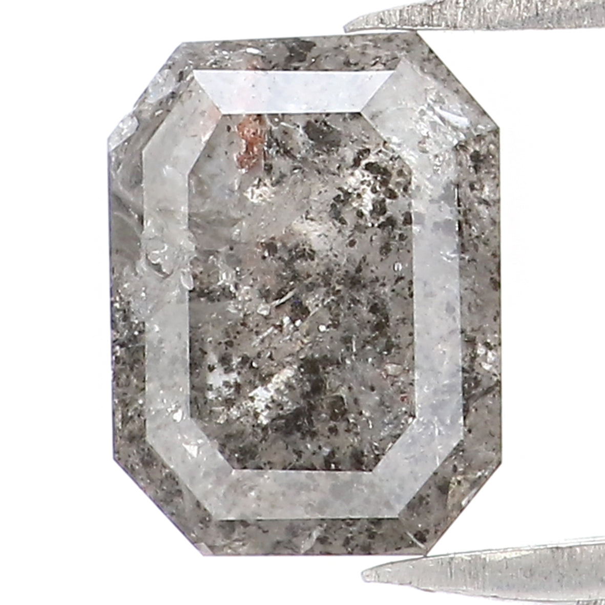 Natural Loose Emerald Salt And Pepper Diamond Black Grey Color 0.95 CT 6.65 MM Emerald Shape Rose Cut Diamond L2017