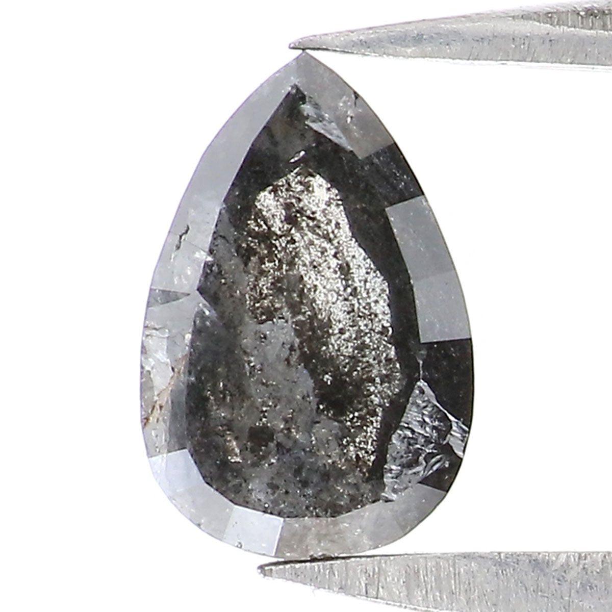0.66 CT Natural Loose Pear Shape Diamond Salt And Pepper Pear Rose Cut Diamond 6.95 MM Black Grey Color Pear Shape Rose Cut Diamond LQ2439
