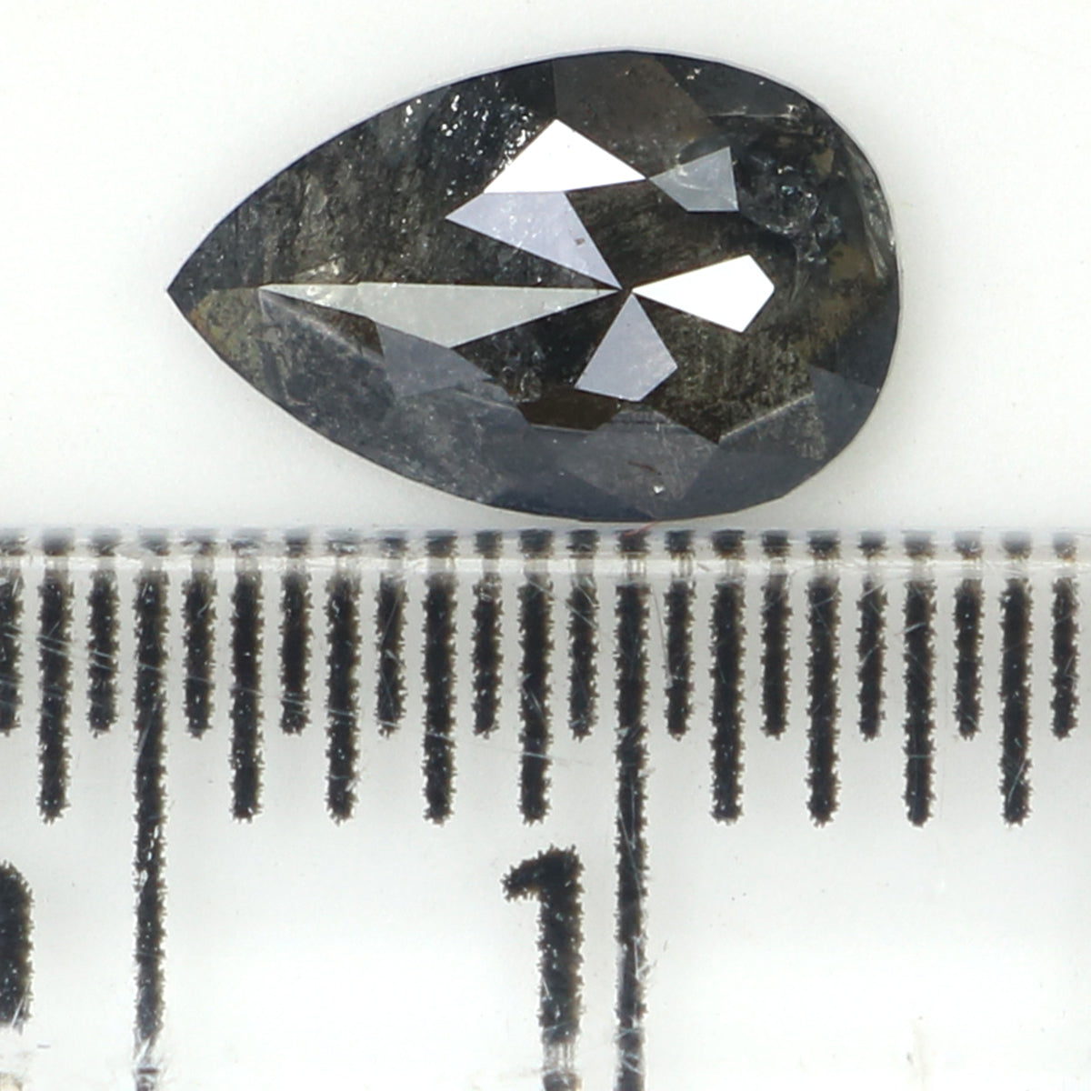 0.70 CT Natural Loose Pear Shape Diamond Salt And Pepper Pear Rose Cut Diamond 7.70 MM Natural Black Grey Color Pear Shape Diamond QL1229