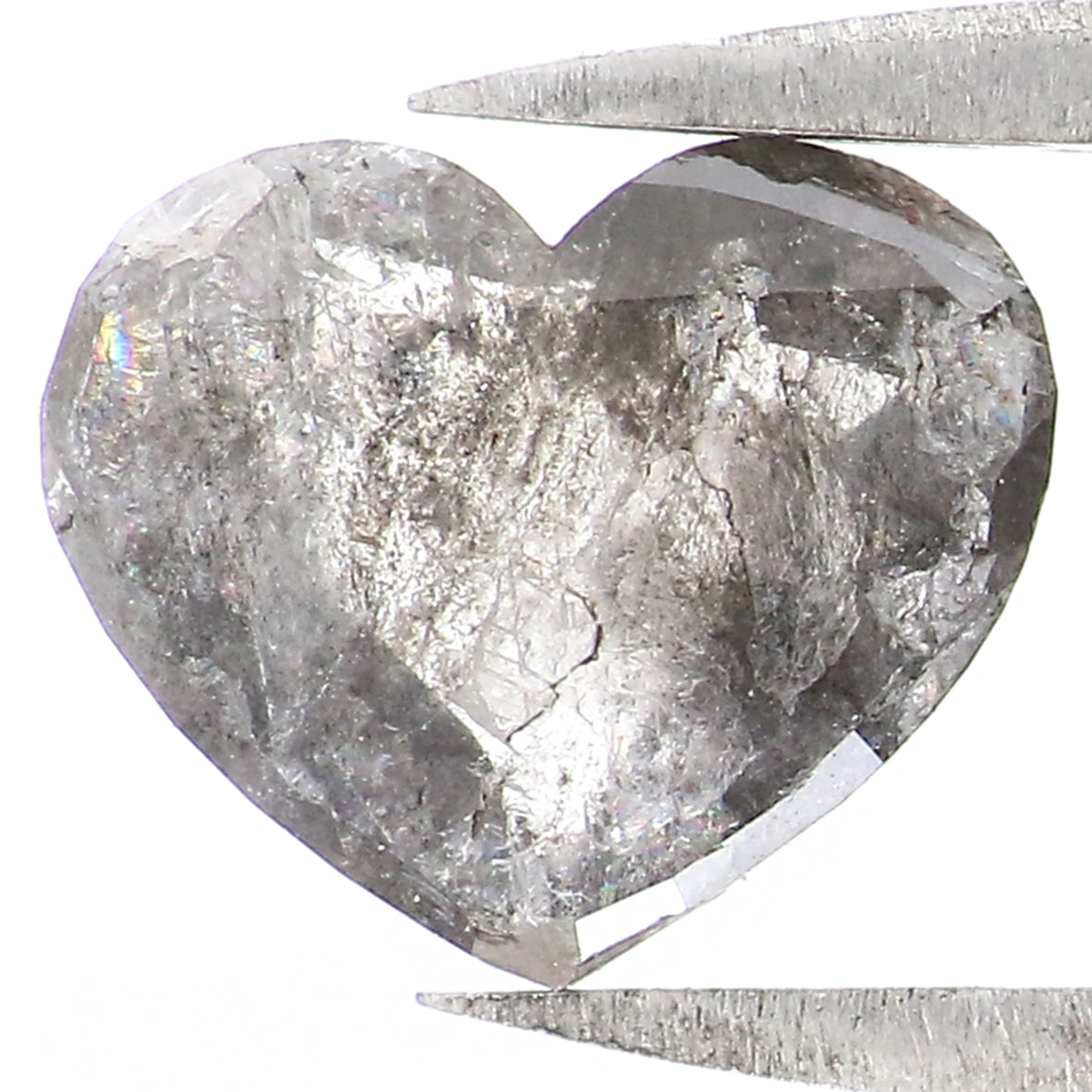 1.39 CT Natural Loose Heart Shape Diamond Salt And Pepper Heart Diamond 7.20 MM Natural Loose Black Grey Color Heart Shape Rose Cut QL1938