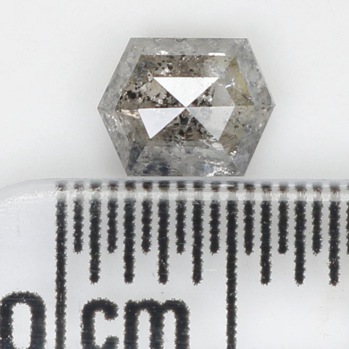 0.49 CT Natural Loose Diamond, Hexagon Cut Diamond, Salt and Pepper Diamond, Black Diamond, Grey Diamond, Rustic Rose Cut Diamond KDL493