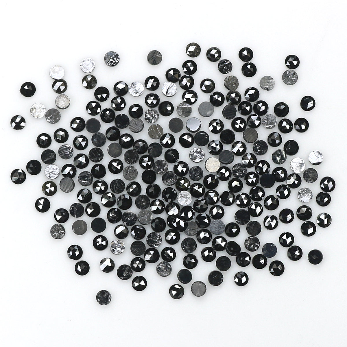 3.01 CT Natural Loose Round Rose Cut Diamond Black Color Round Shape Diamond 1.60 MM Natural Loose Black Color Round Rose Cut Diamond LQ1886
