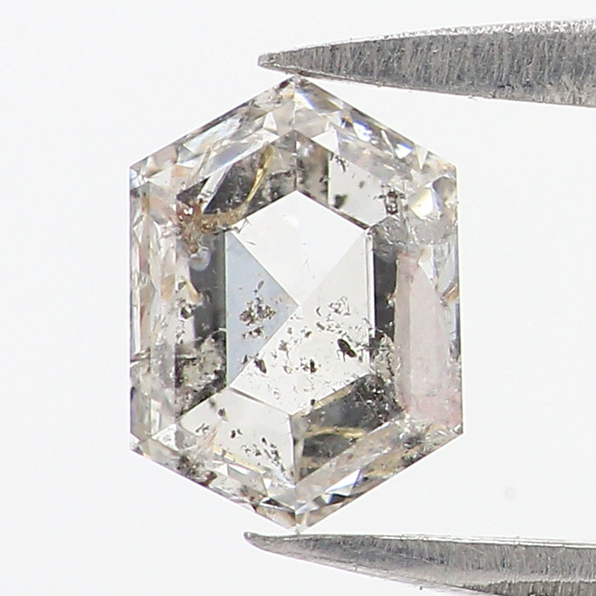 0.84 CT Natural Loose Hexagon Shape Diamond Salt And Pepper Hexagon Diamond 6.20 MM Natural White -G Color Hexagon Rose Cut Diamond QL2687