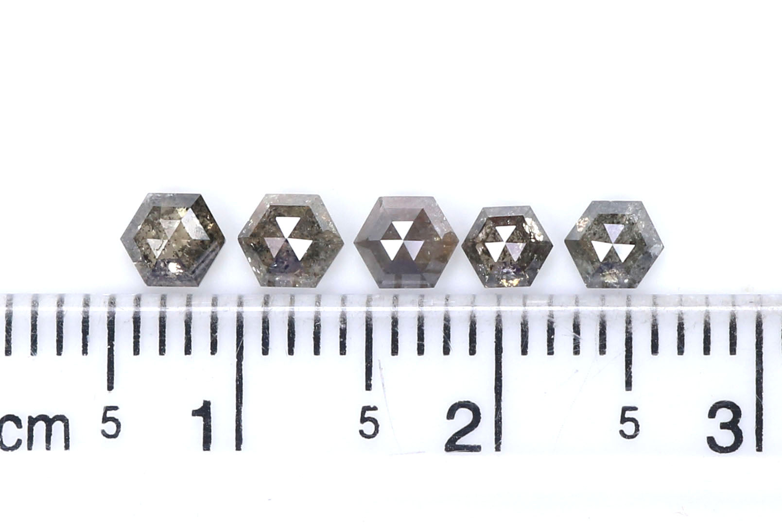 1.24 CT Natural Loose Hexagon Shape Diamond Salt And Pepper Hexagon Cut Diamond 3.10 MM Natural Black Grey Hexagon Rose Cut Diamond QL7558
