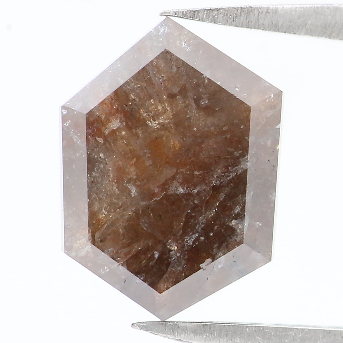 2.69 CT Natural Loose Hexagon Shape Diamond Brown Color Hexagon Cut Diamond 10.20 MM Natural Black Color Hexagon Rose Cut Diamond LQ6623