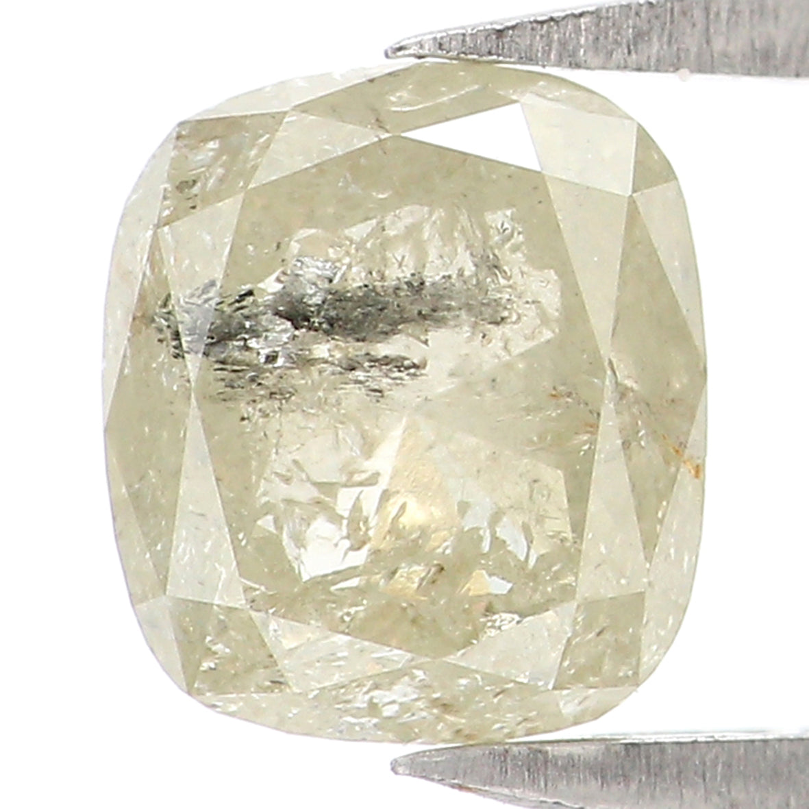 1.40 CT Natural Loose Cushion Shape Diamond Salt And Pepper Cushion Cut Diamond 6.60 MM Natural Grey Color Cushion Rose Cut Diamond KQ1842