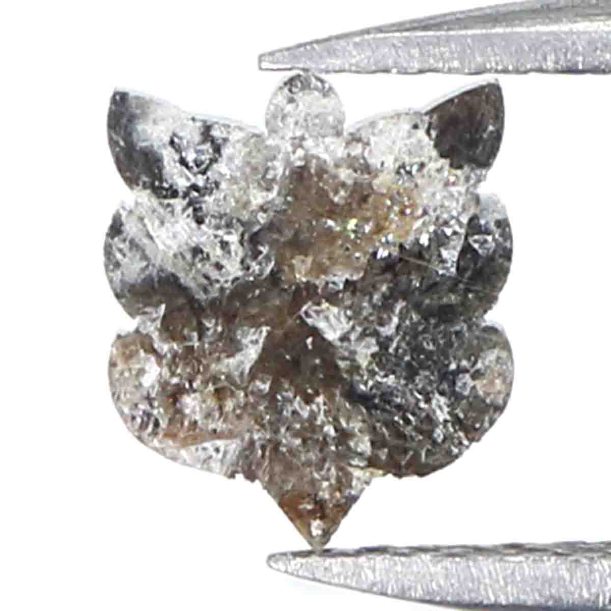 Natural Loose Butterfly Grey Color Diamond 1.06 CT 7.10 MM Butterfly Rose Cut Shape Diamond KR1181