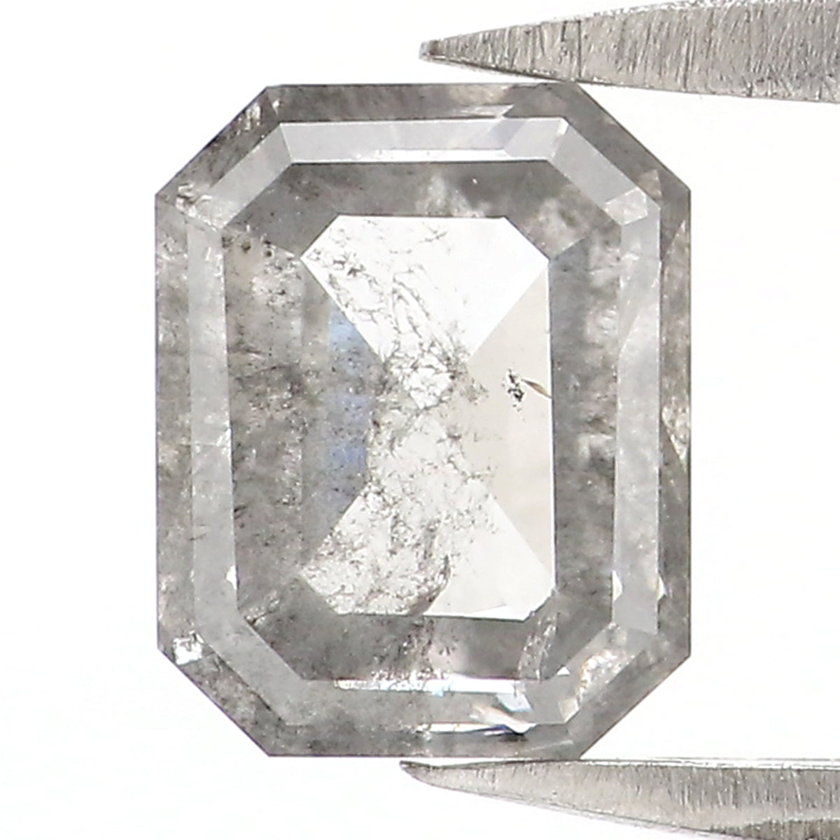 0.95 CT Natural Loose Emerald Shape Diamond Salt And Pepper Emerald Shape Diamond 6.45 MM Natural Grey Color Emerald Rose Cut Diamond QL2745