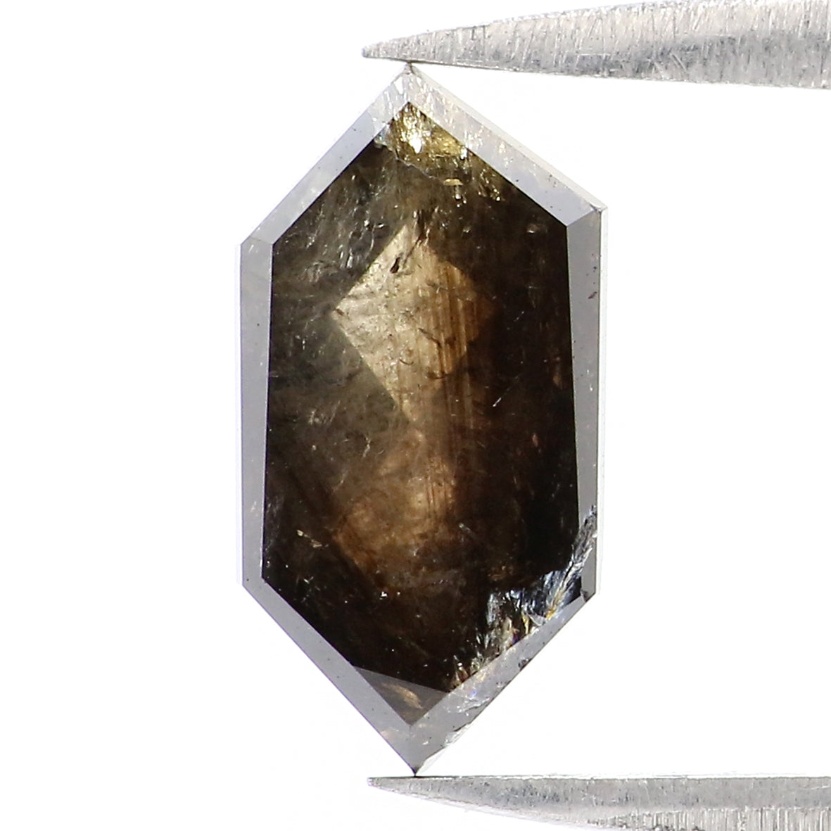 1.49 CT Natural Loose Hexagon Shape Diamond Black Color Hexagon Shape Diamond 9.80 MM Natural Green Color Hexagon Rose Cut Diamond KQ1872