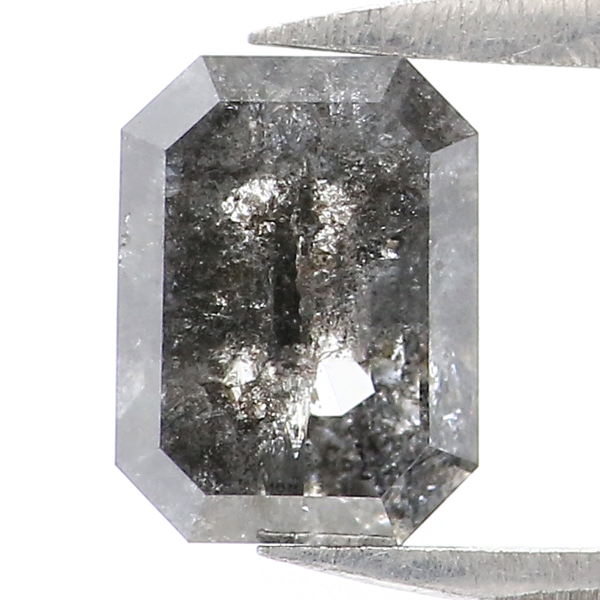 0.92 CT Natural Loose Emerald Shape Diamond Salt And Pepper Emerald Diamond 6.20 MM Black Grey Color Emerald Shape Rose Cut Diamond LQ1951