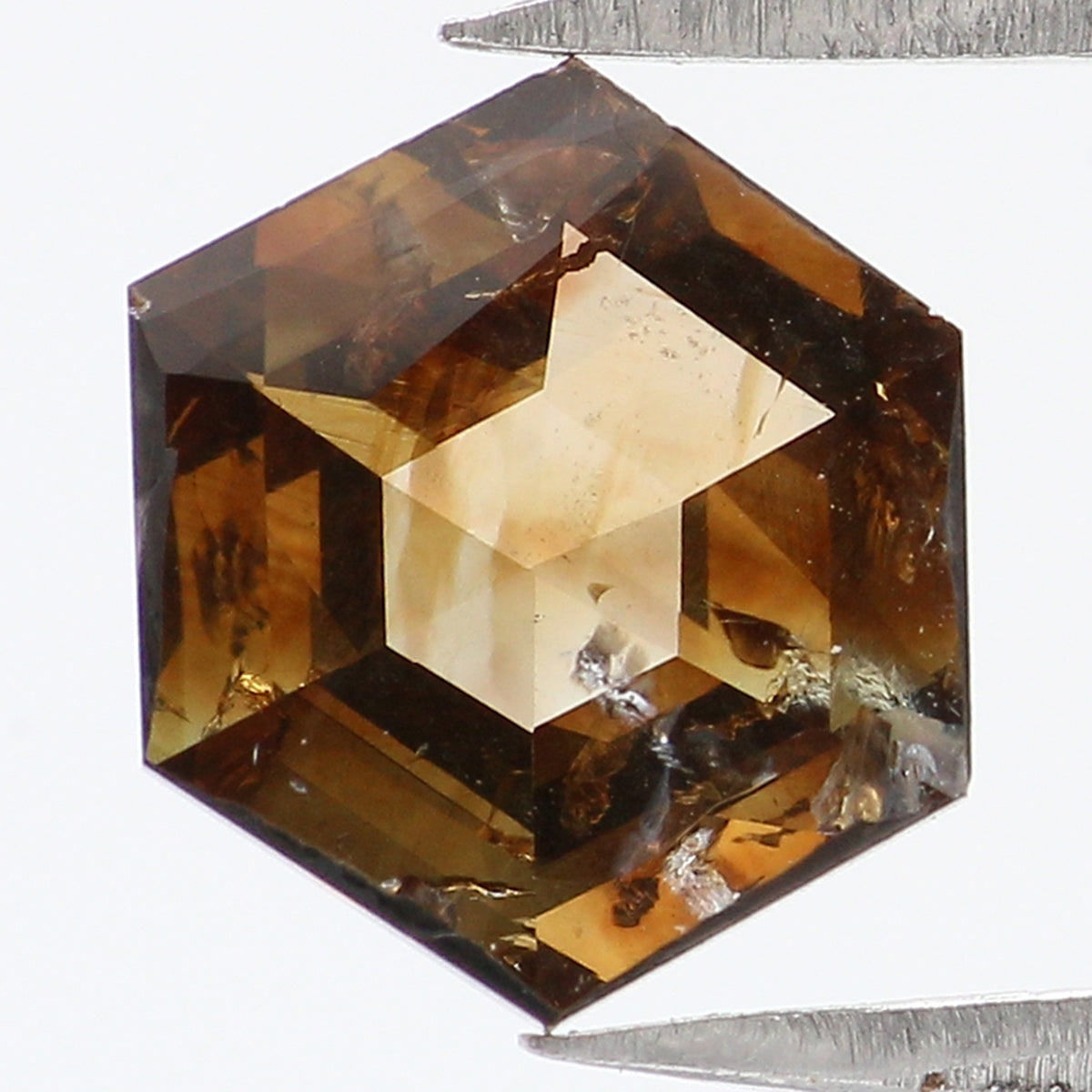 0.85 CT Natural Loose Hexagon Shape Diamond Brown Color Hexagon Cut Diamond 7.10 MM Natural Brown Color Hexagon Rose Cut Diamond KQ2017