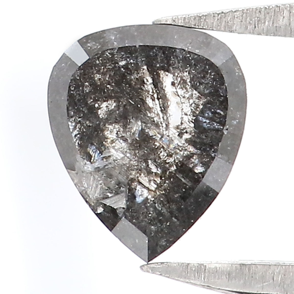 0.48 CT Natural Loose Heart Shape Diamond Salt And Pepper Heart Diamond 5.70 MM Natural Loose Black Grey Color Heart Shape Rose Cut QK2534