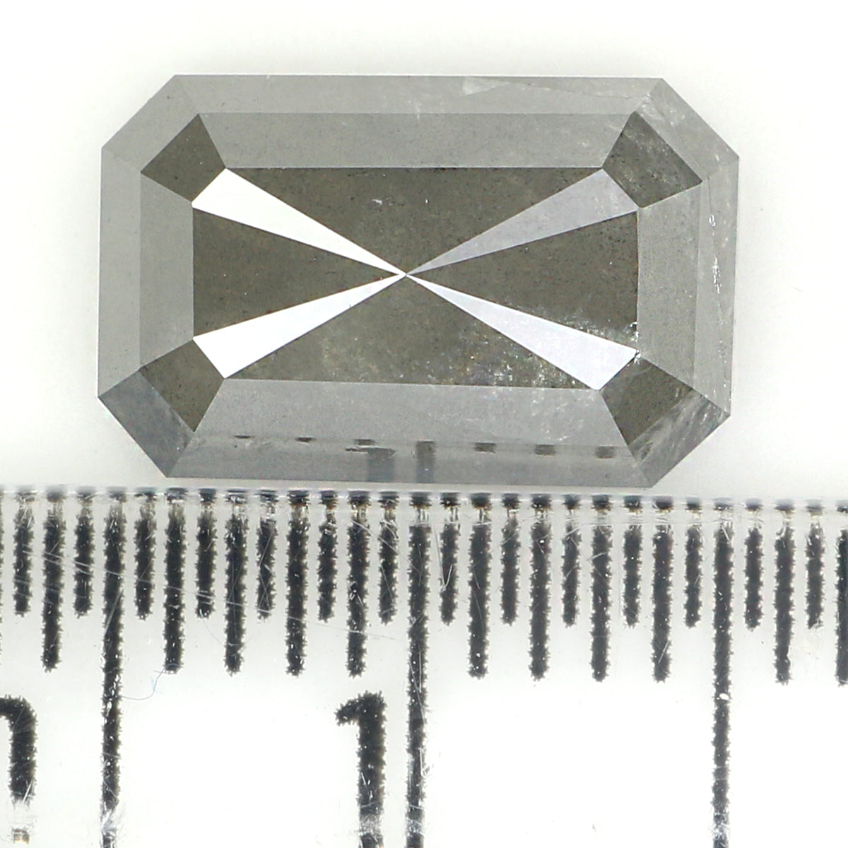 3.06 CT Natural Loose Emerald Shape Diamond Salt And Pepper Emerald Shape Diamond 10.50 MM Grey Color Emerald Rose Cut Diamond QL1155